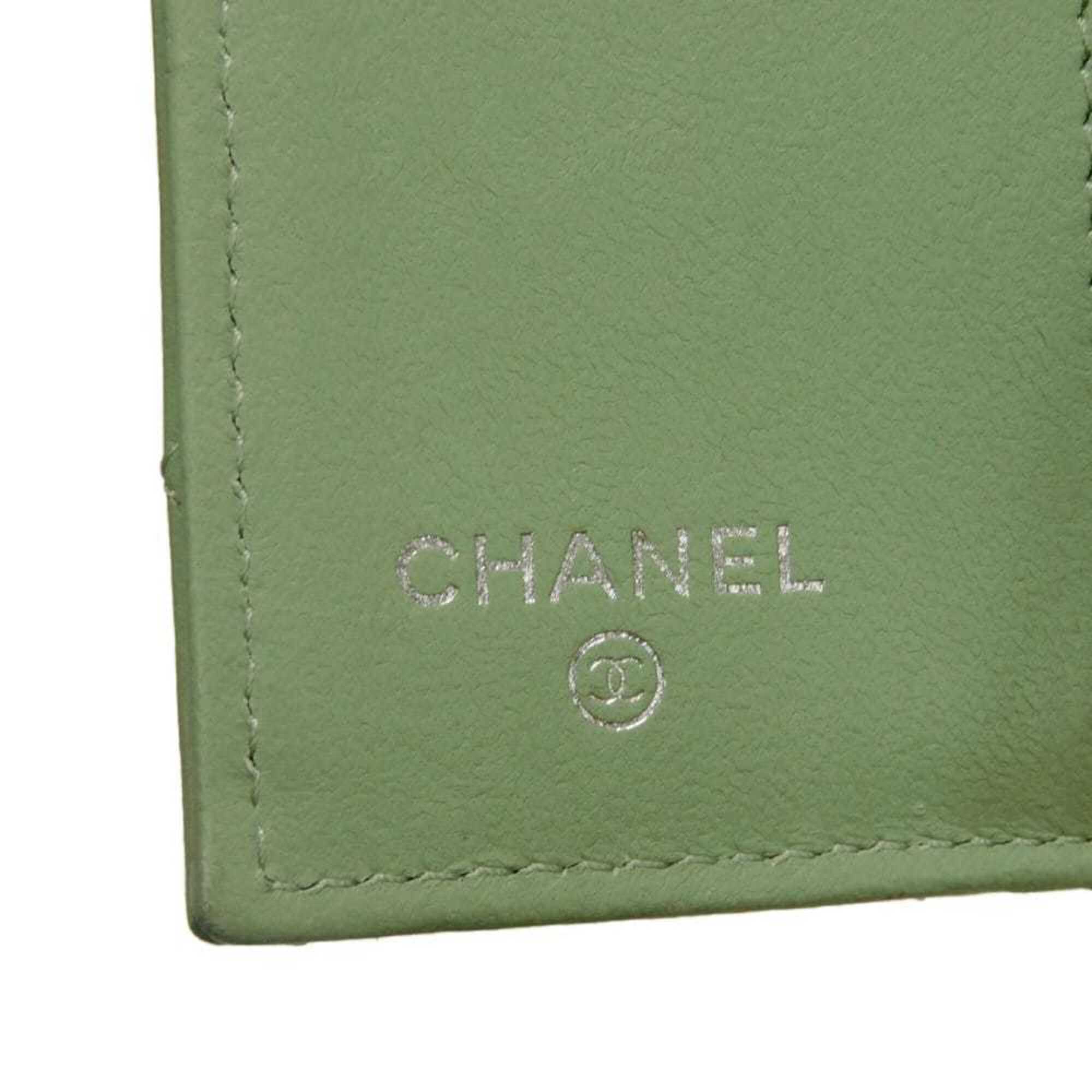 Chanel Light Green Rhinestone Wallet (Tri-Fold) (Pre-Owned)