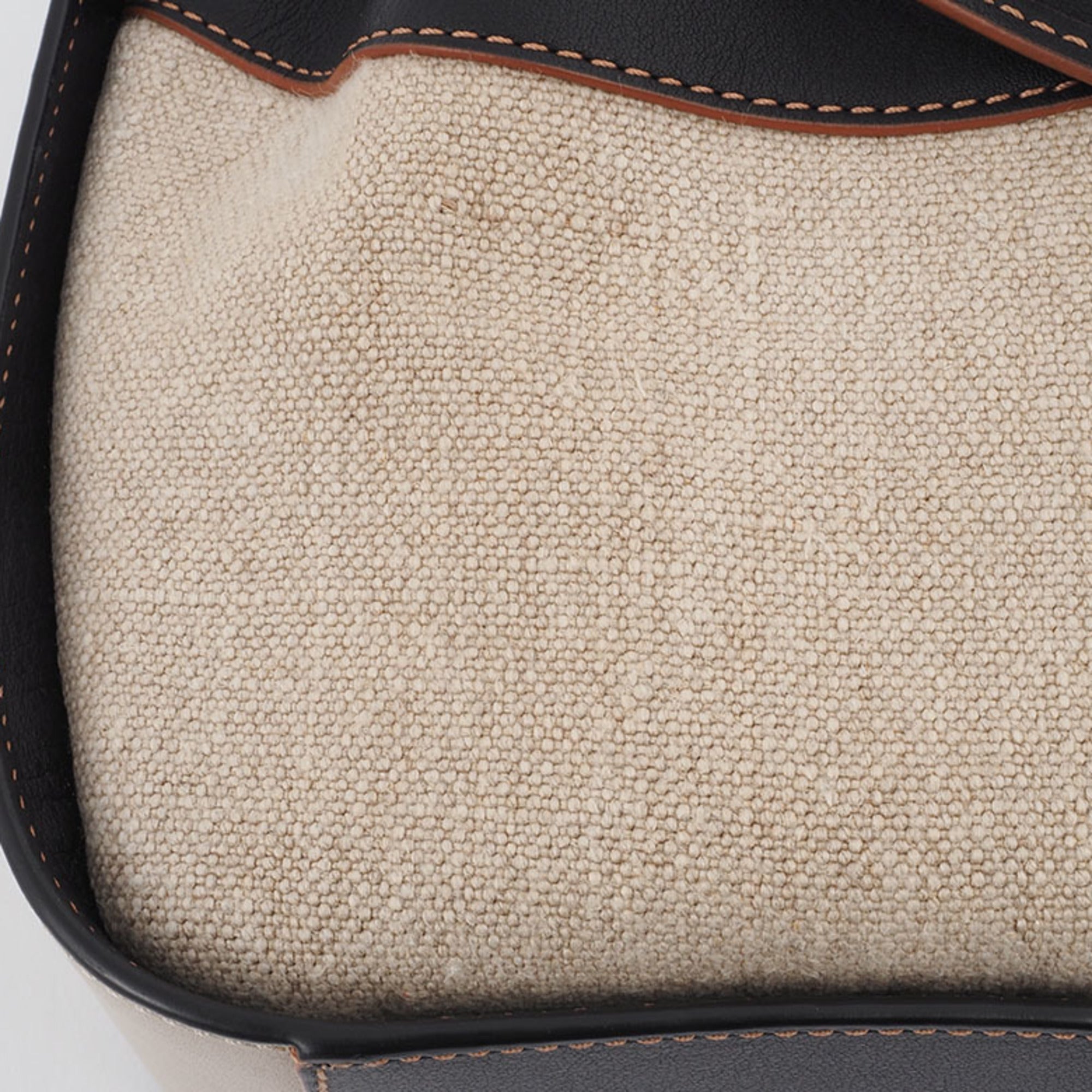 Loewe Hammock Beige Black Linen Leather Handbag Shoulder Bag (Pre-Owned)