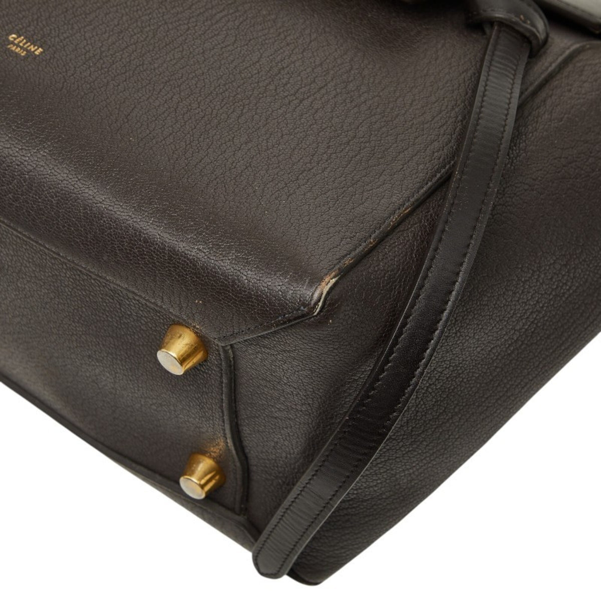Celine Dark Brown Leather Handbag Shoulder Bag (Pre-Owned)