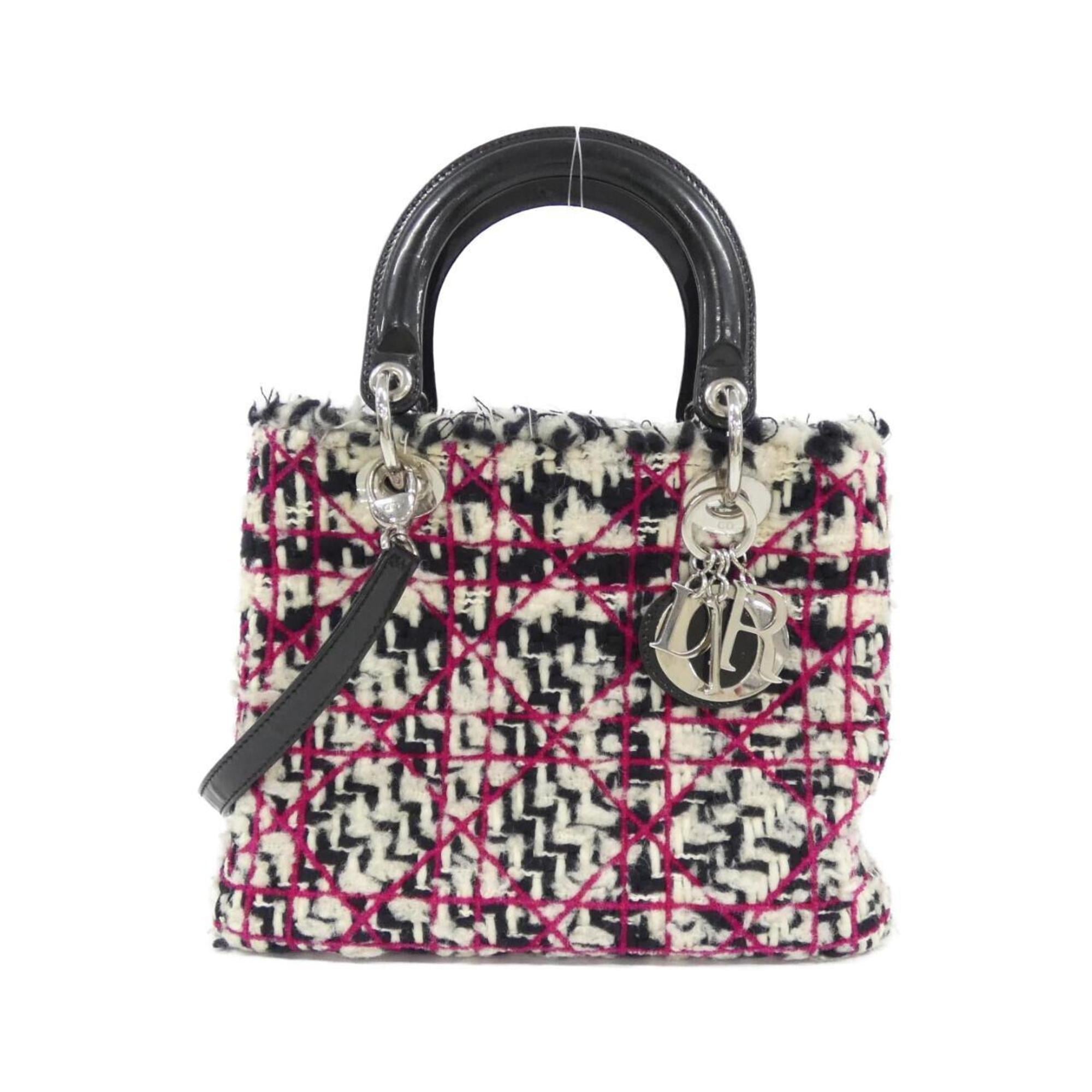 Christian Dior Black White Tweed Handbag (Pre-Owned)