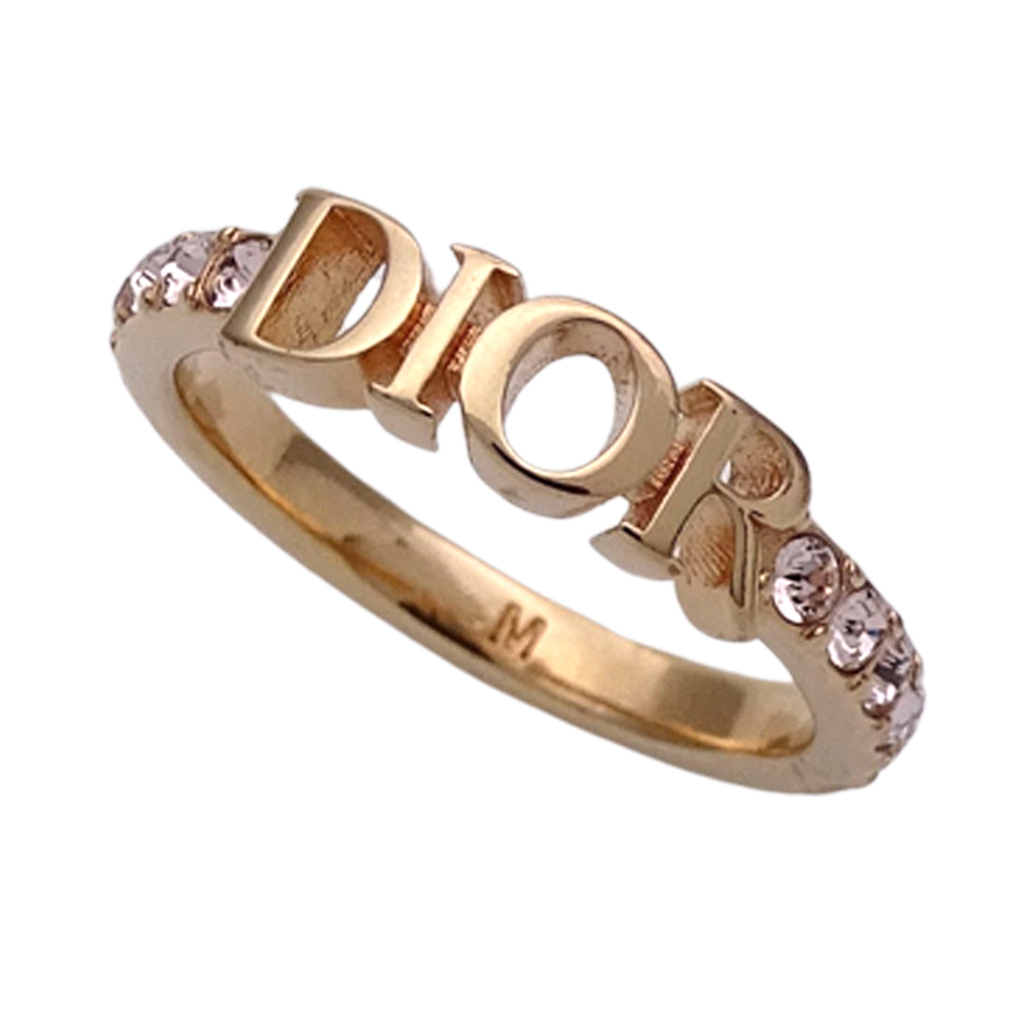 Christian Dior Gold Pink Metal Band Ring (Pre-Owned)