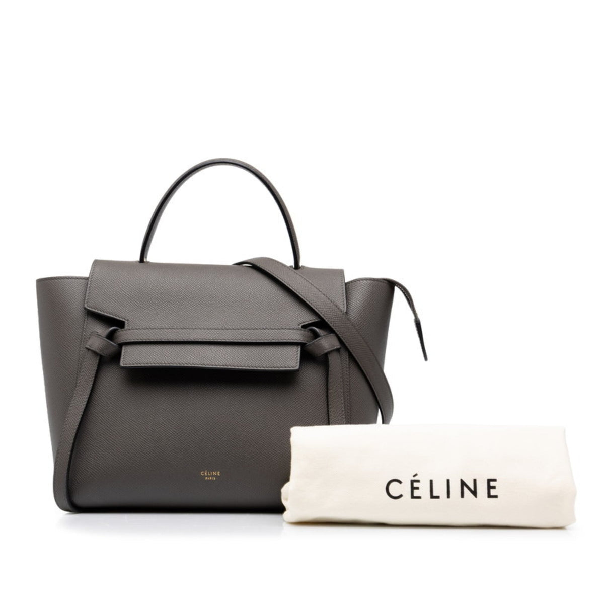 Celine Gray Leather Handbag Shoulder Bag (Pre-Owned)