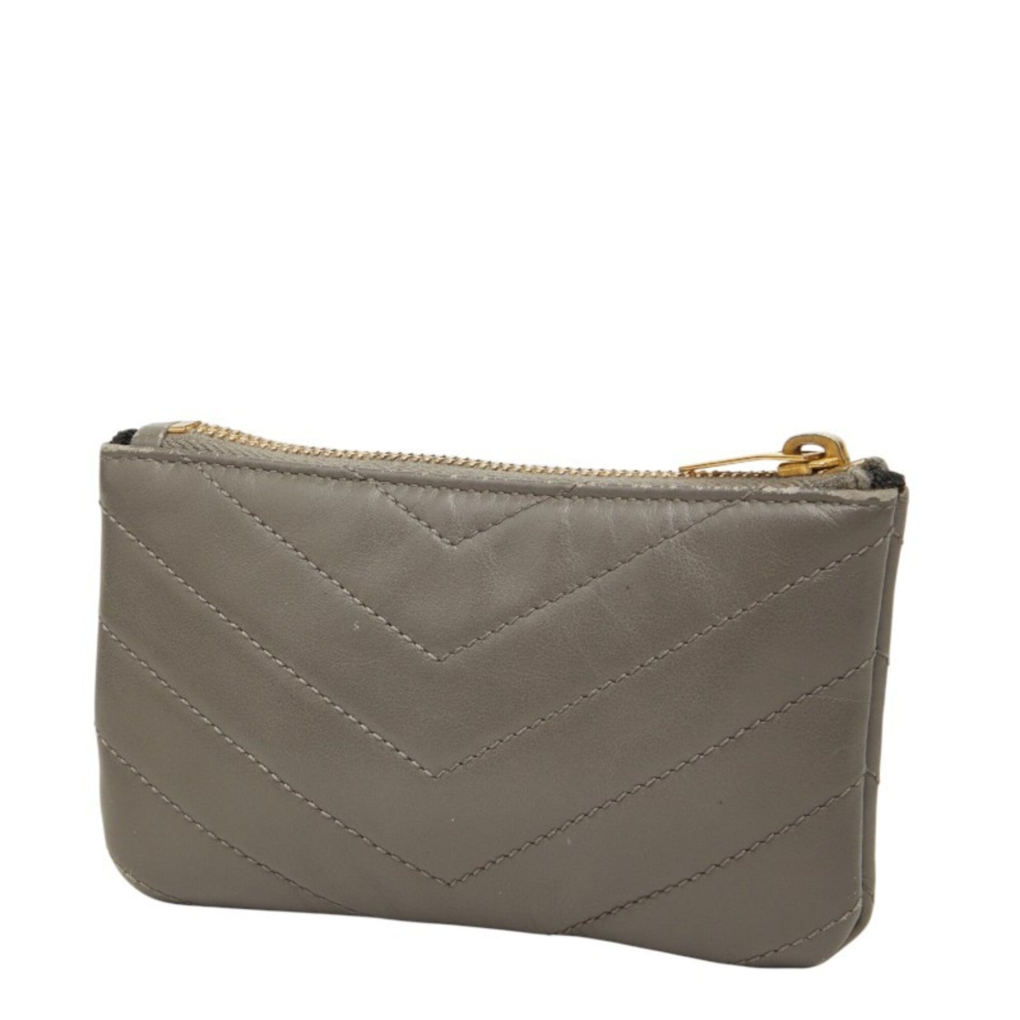 Saint Laurent Gray Leather Long Wallet (Bi-Fold) (Pre-Owned)