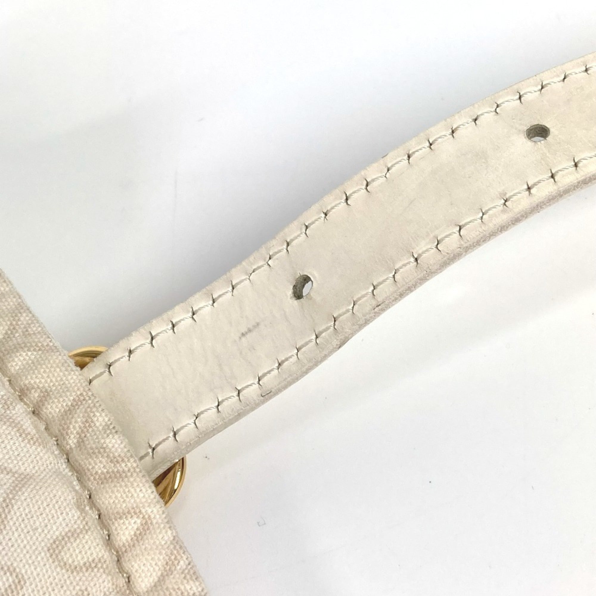 Louis Vuitton Beige Leather Canvas Shoulder Bag Tote Bag (Pre-Owned)