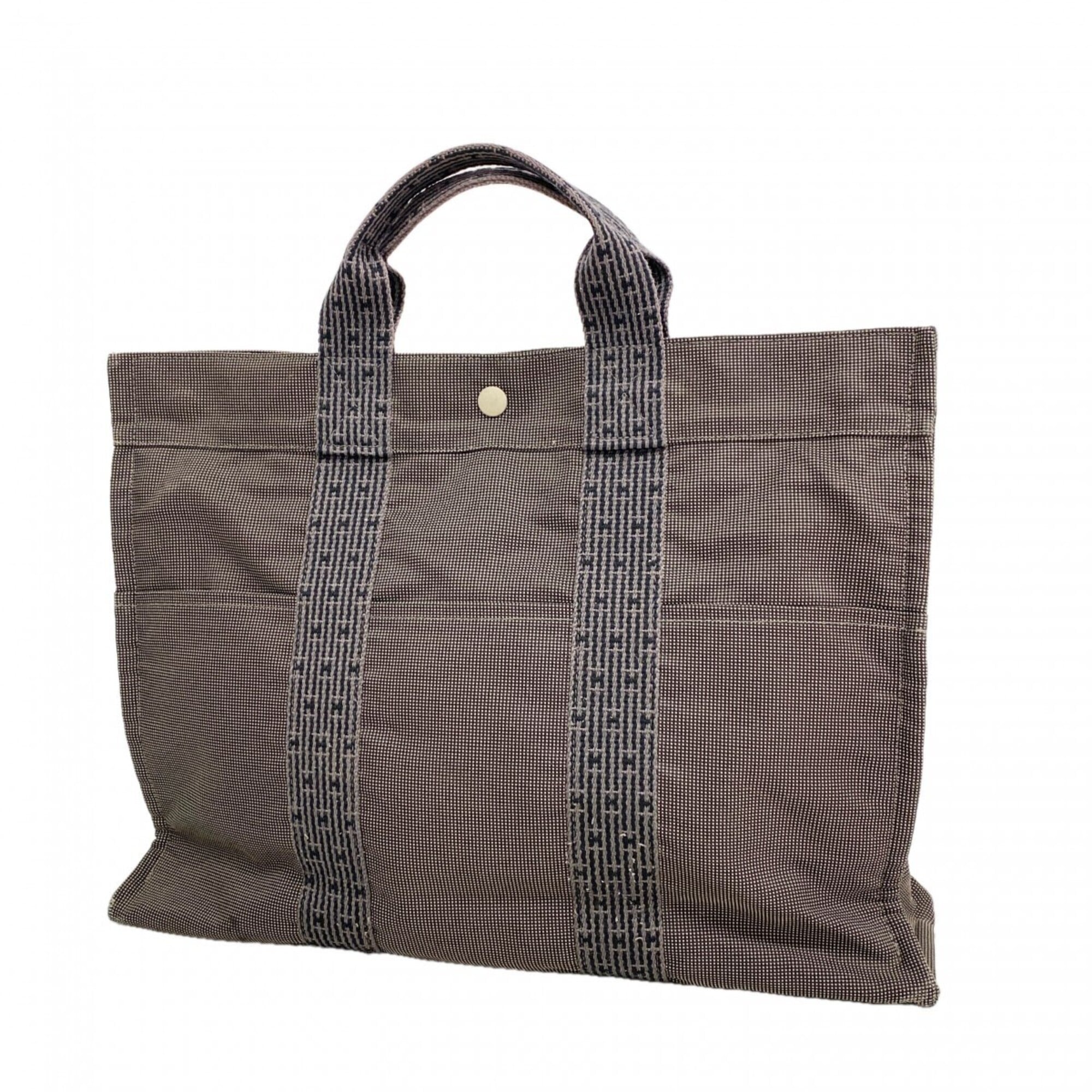 Hermes Gray Canvas Tote Bag (Pre-Owned)