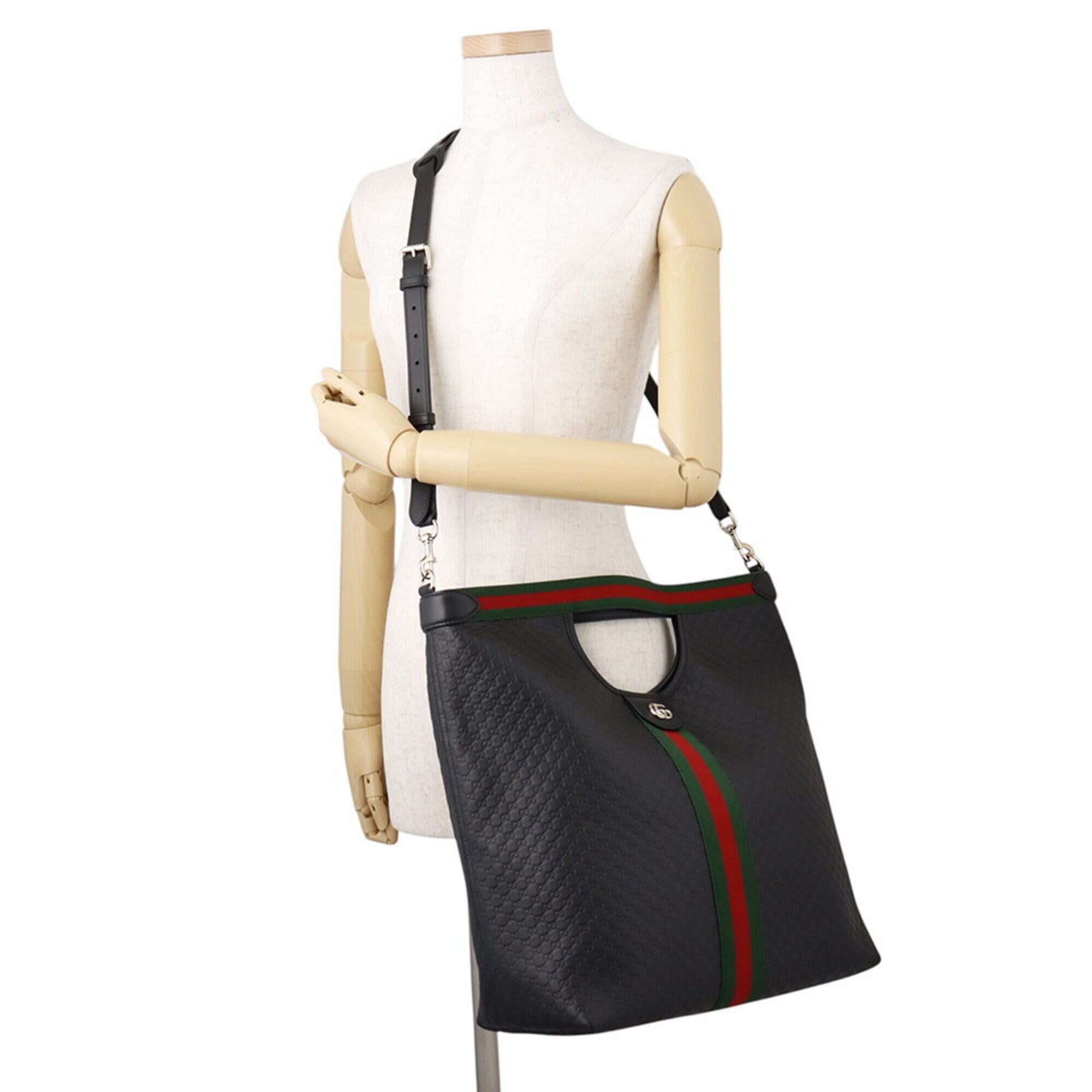Gucci Black Leather Handbag Tote Bag (Pre-Owned)