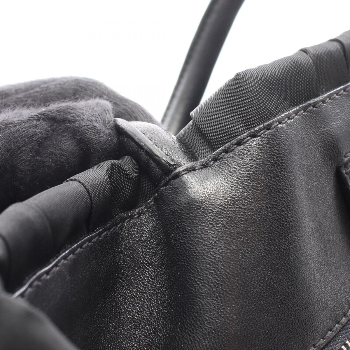 Prada Black Nylon Leather Handbag (Pre-Owned)