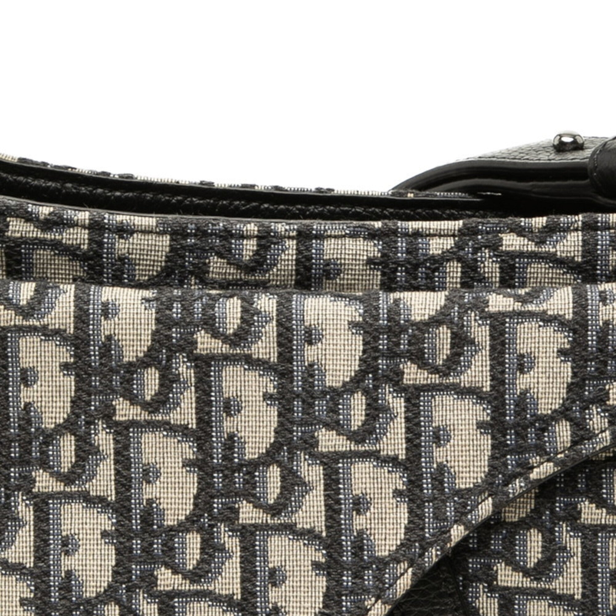 Christian Dior Beige Navy Canvas Leather Handbag Shoulder Bag (Pre-Owned)
