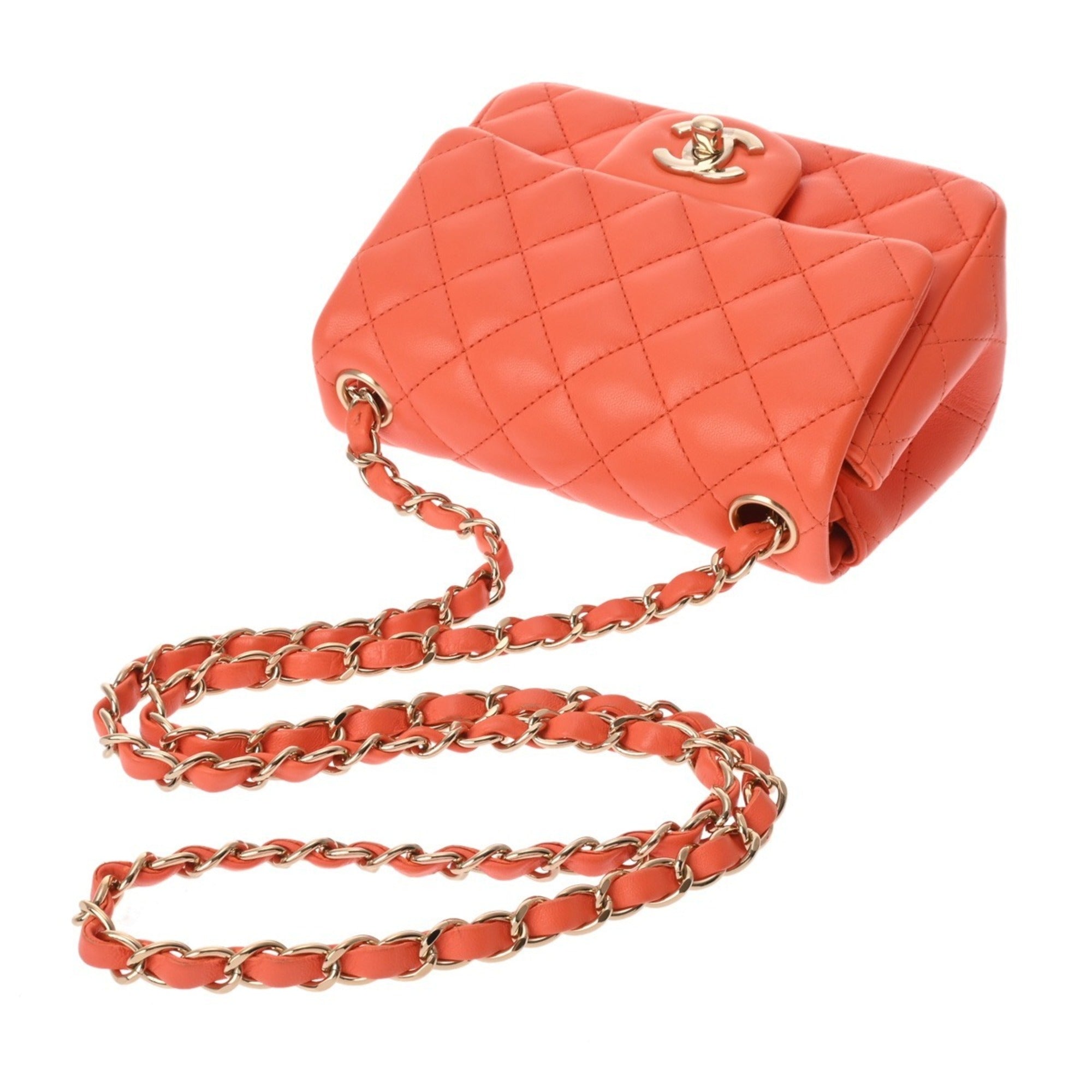 Chanel Orange Leather Shoulder Bag (Pre-Owned)