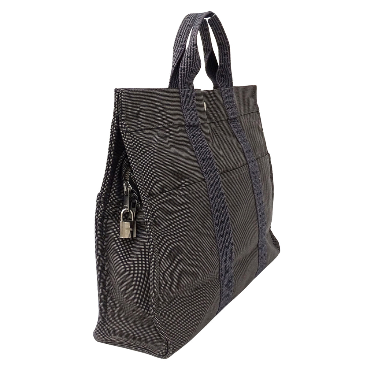 Hermes Black Canvas Handbag Tote Bag (Pre-Owned)