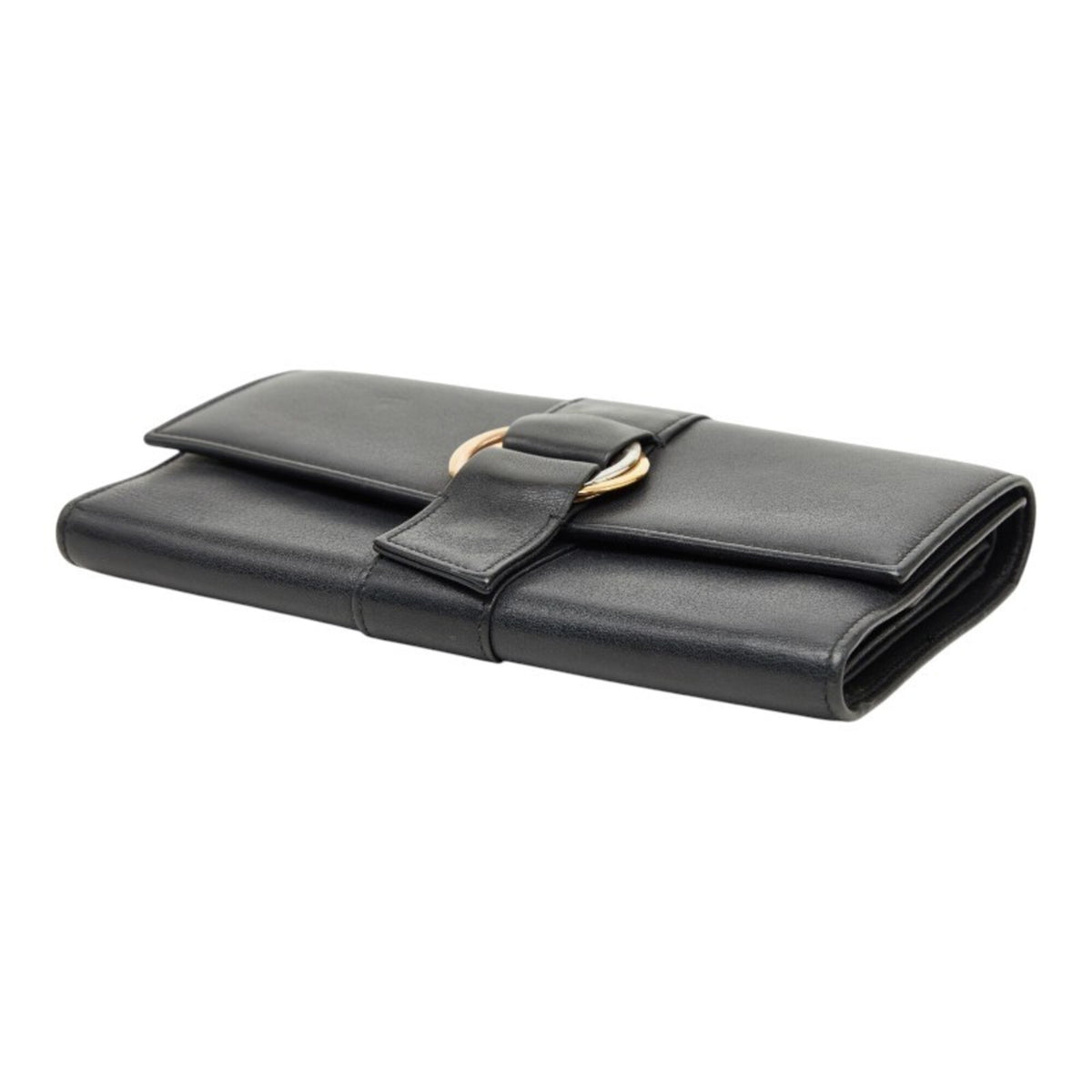 Cartier Black Leather Long Wallet (Tri-Fold) (Pre-Owned)