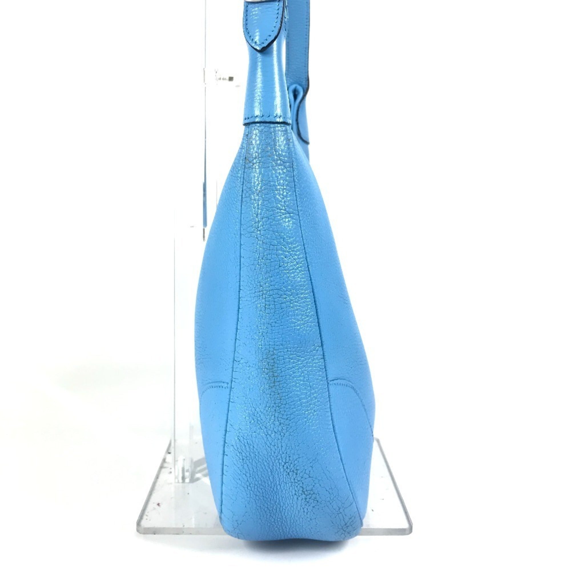 Hermes Trim Blue Leather Shoulder Bag Tote Bag (Pre-Owned)
