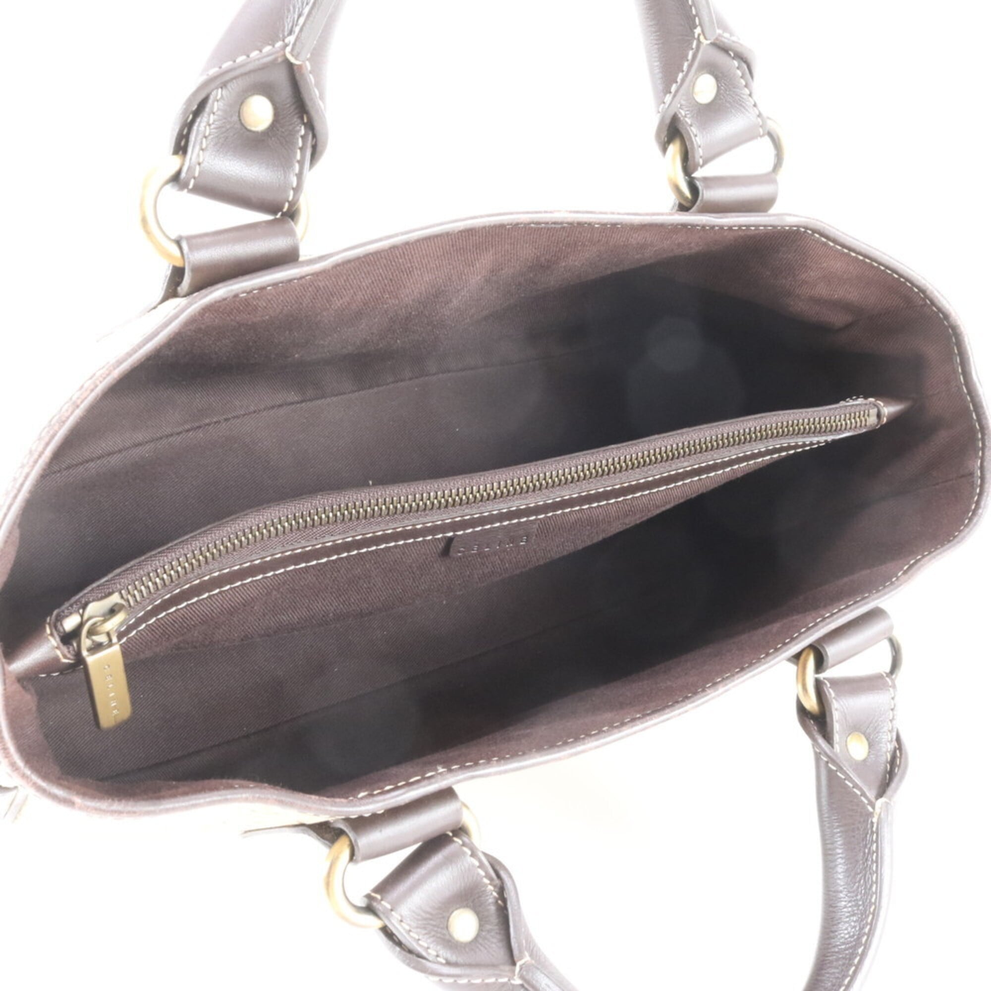 Celine Macadam Beige Brown Leather Handbag Tote Bag (Pre-Owned)