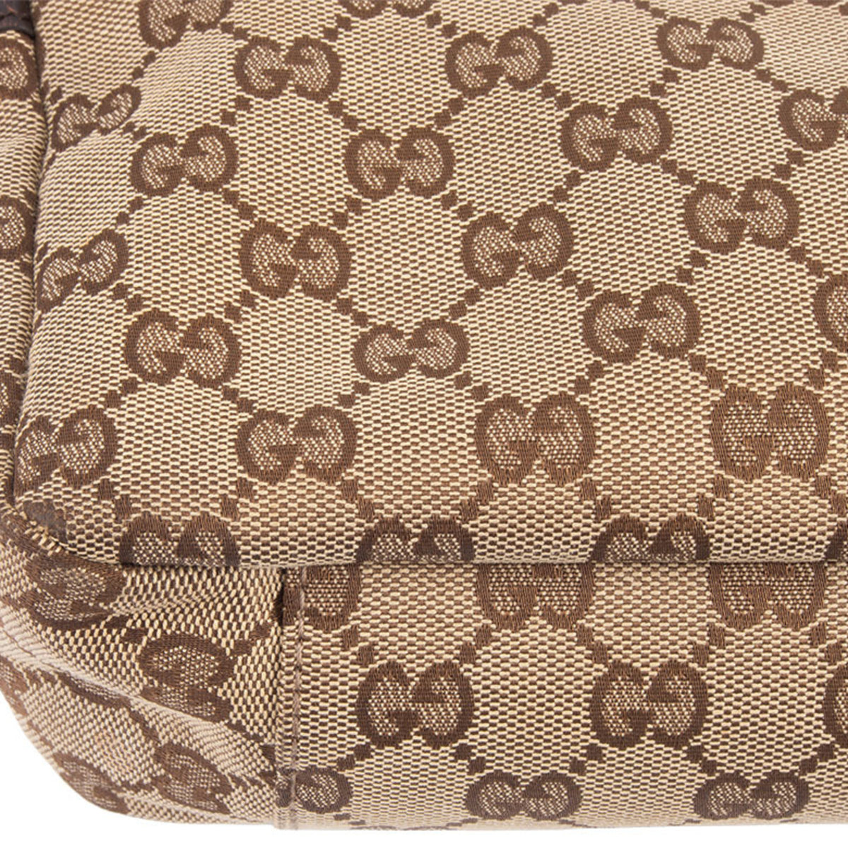 Gucci Beige Brown Gg Canvas Leather Shoulder Bag (Pre-Owned)