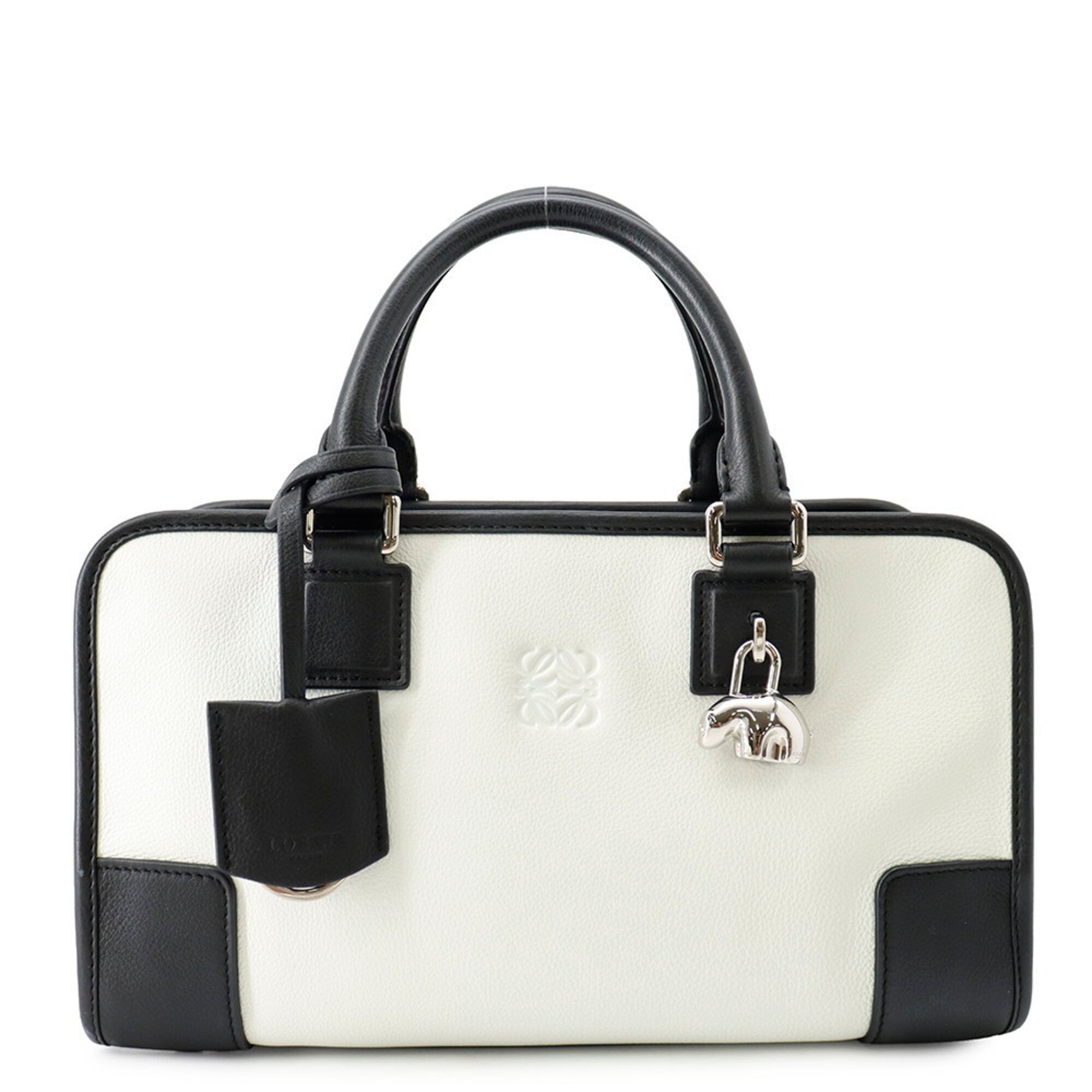 Loewe Amazona Black White Leather Handbag (Pre-Owned)