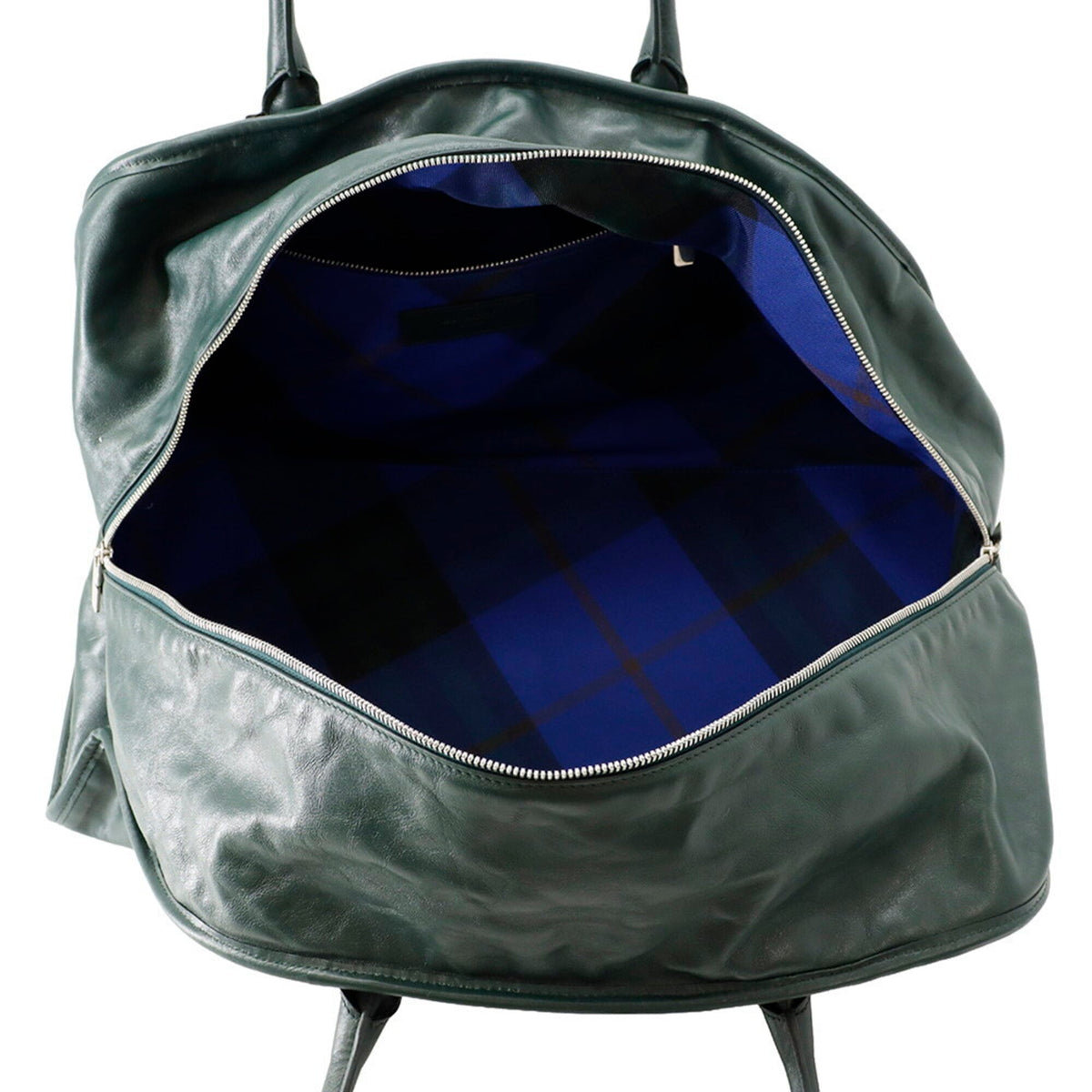 Burberry Blue Dark Green Leather Handbag Shoulder Bag (Pre-Owned)