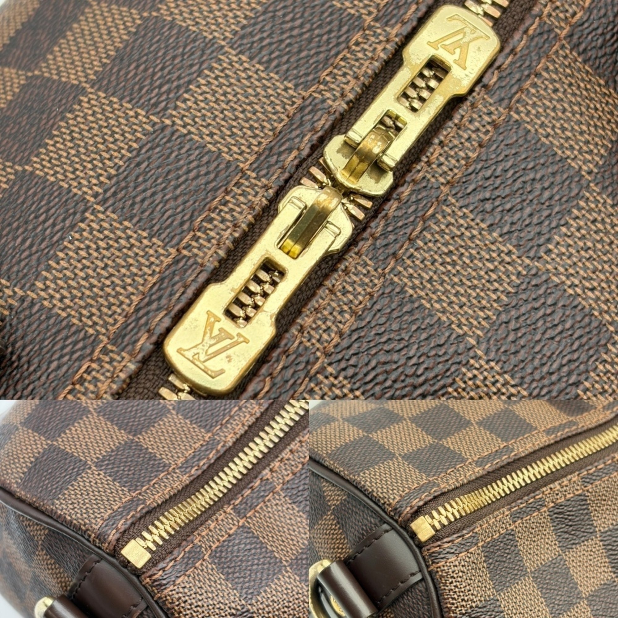 Louis Vuitton Damier Ebene Damier Canvas Leather Boston Bag Shoulder Bag (Pre-Owned)