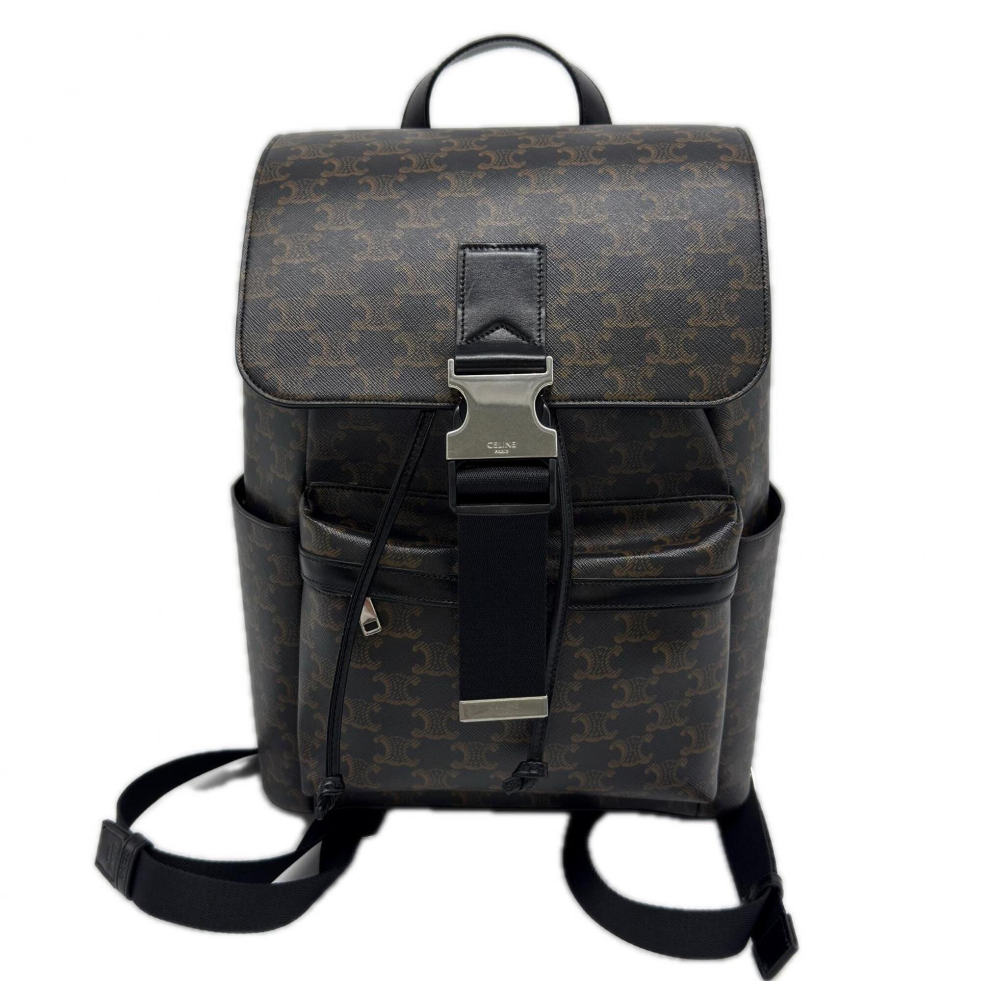 Celine Brown Coated Canvas Leather Backpack (Pre-Owned)