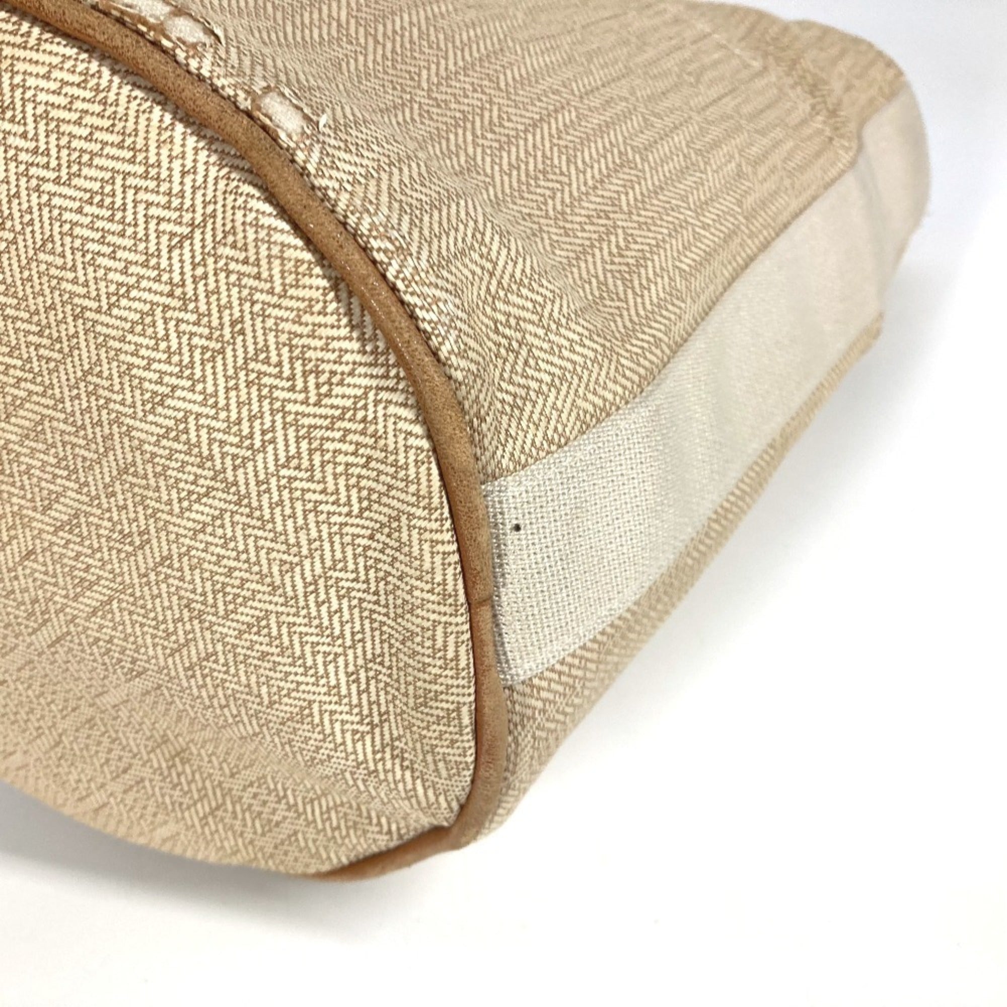 Hermes Beige Canvas Handbag Tote Bag (Pre-Owned)