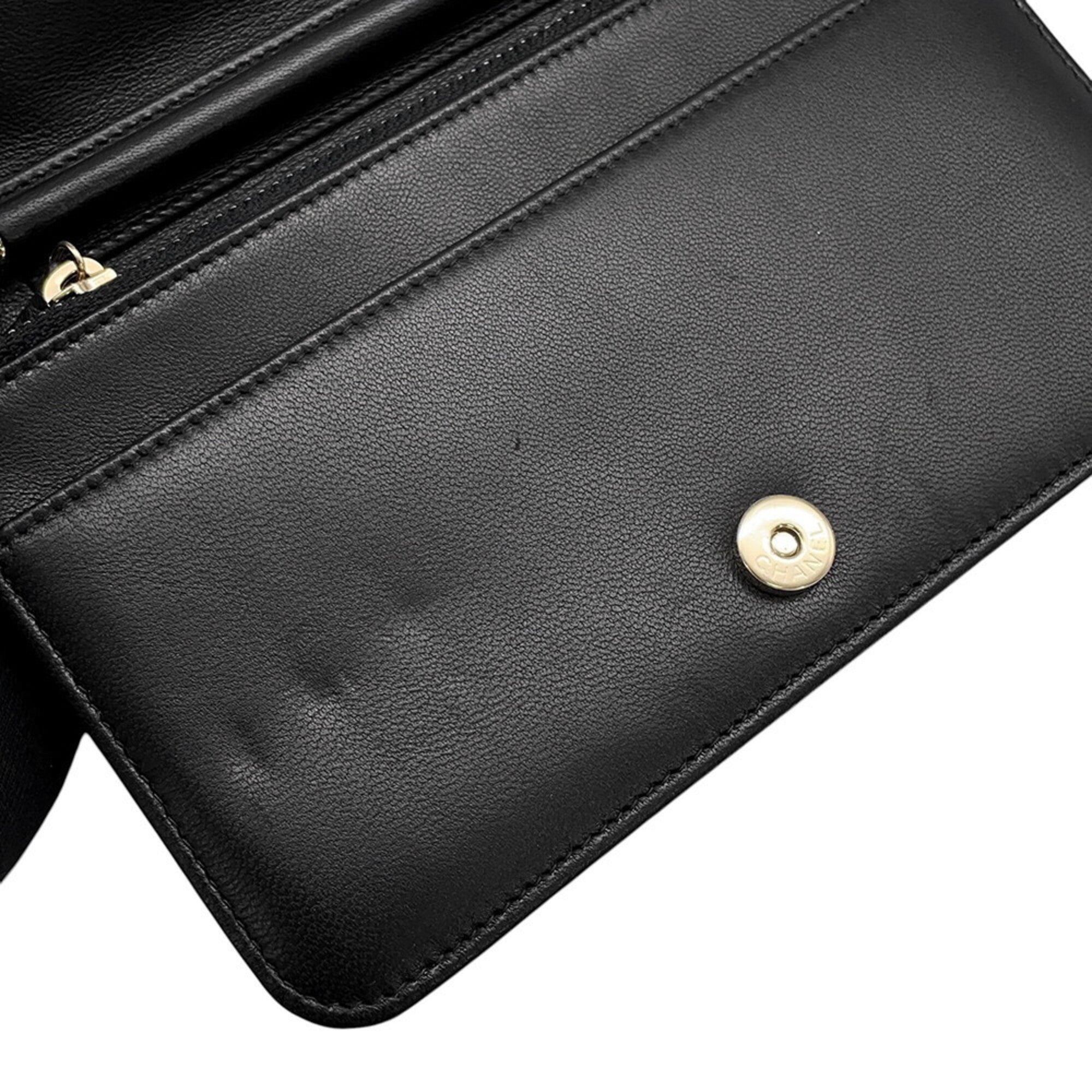 Chanel Black Leather Chain/Shoulder Wallet (Pre-Owned)