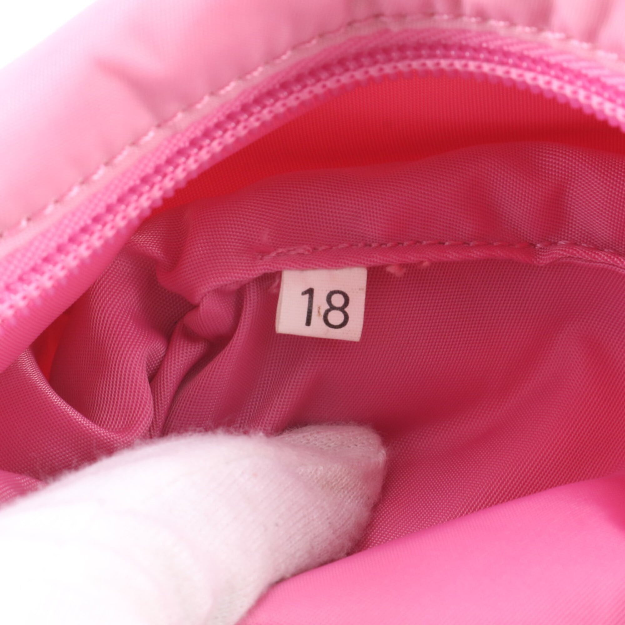 Prada Pink Nylon Leather Handbag Pouch (Pre-Owned)