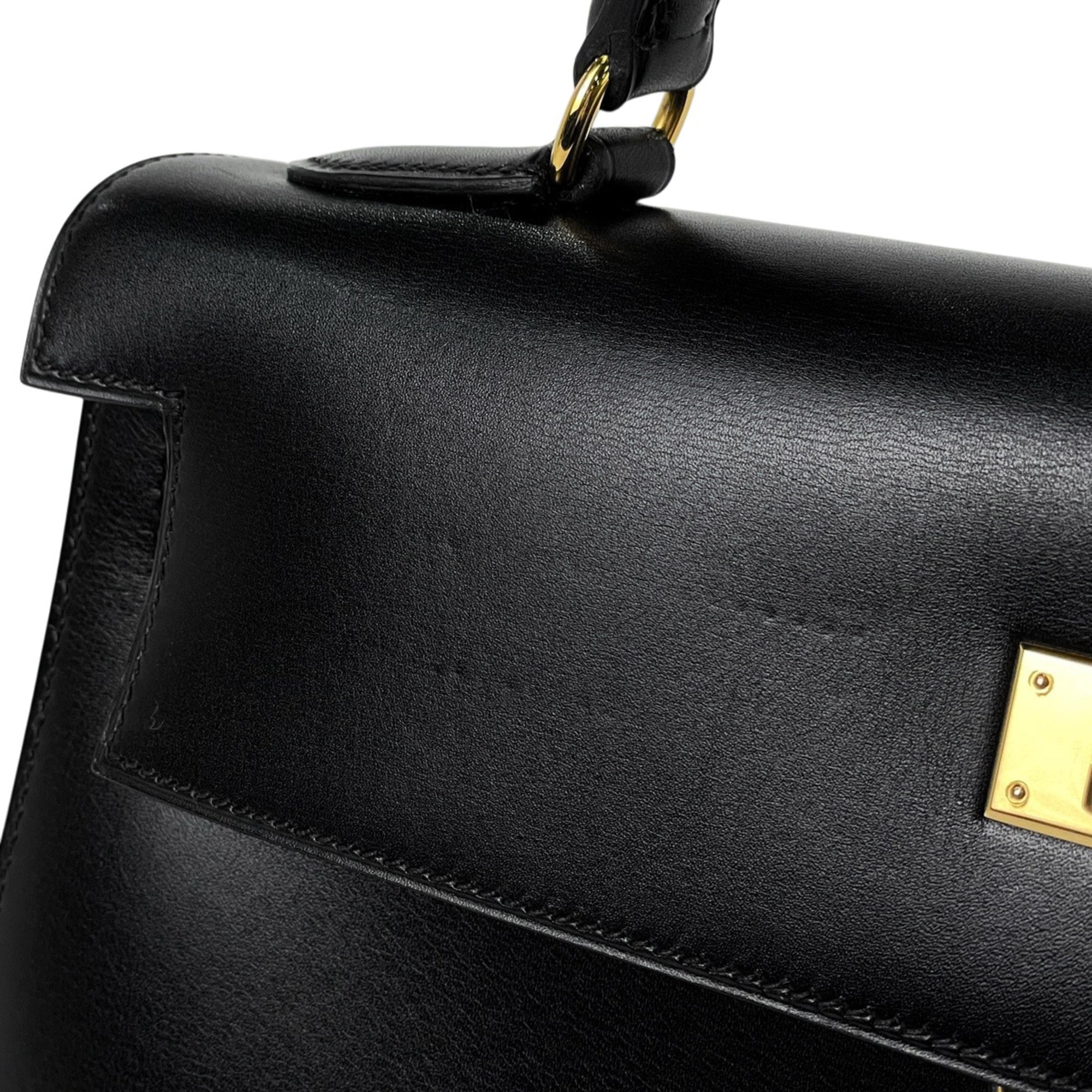 Hermes Black Box Calf Leather Handbag (Pre-Owned)