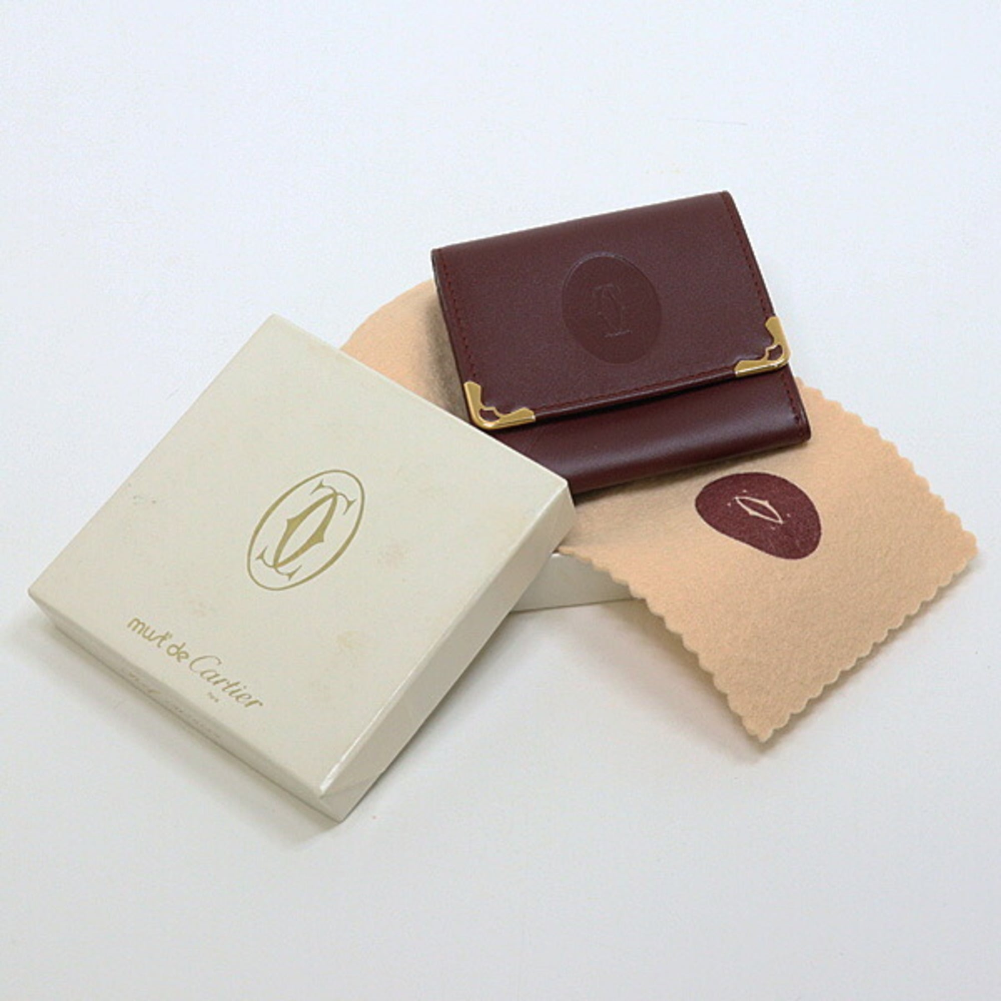 Cartier Must Bordeaux Leather Coin Purse/Coin Case (Pre-Owned)