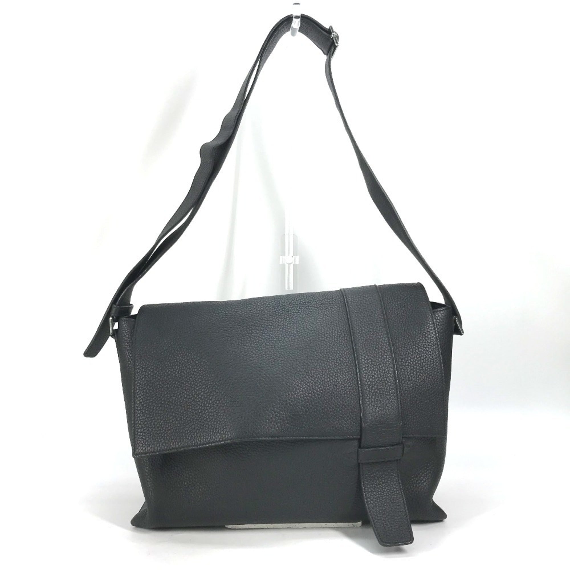 Hermes Black Taurillon Clemence Leather Messenger Bag Shoulder Bag (Pre-Owned)