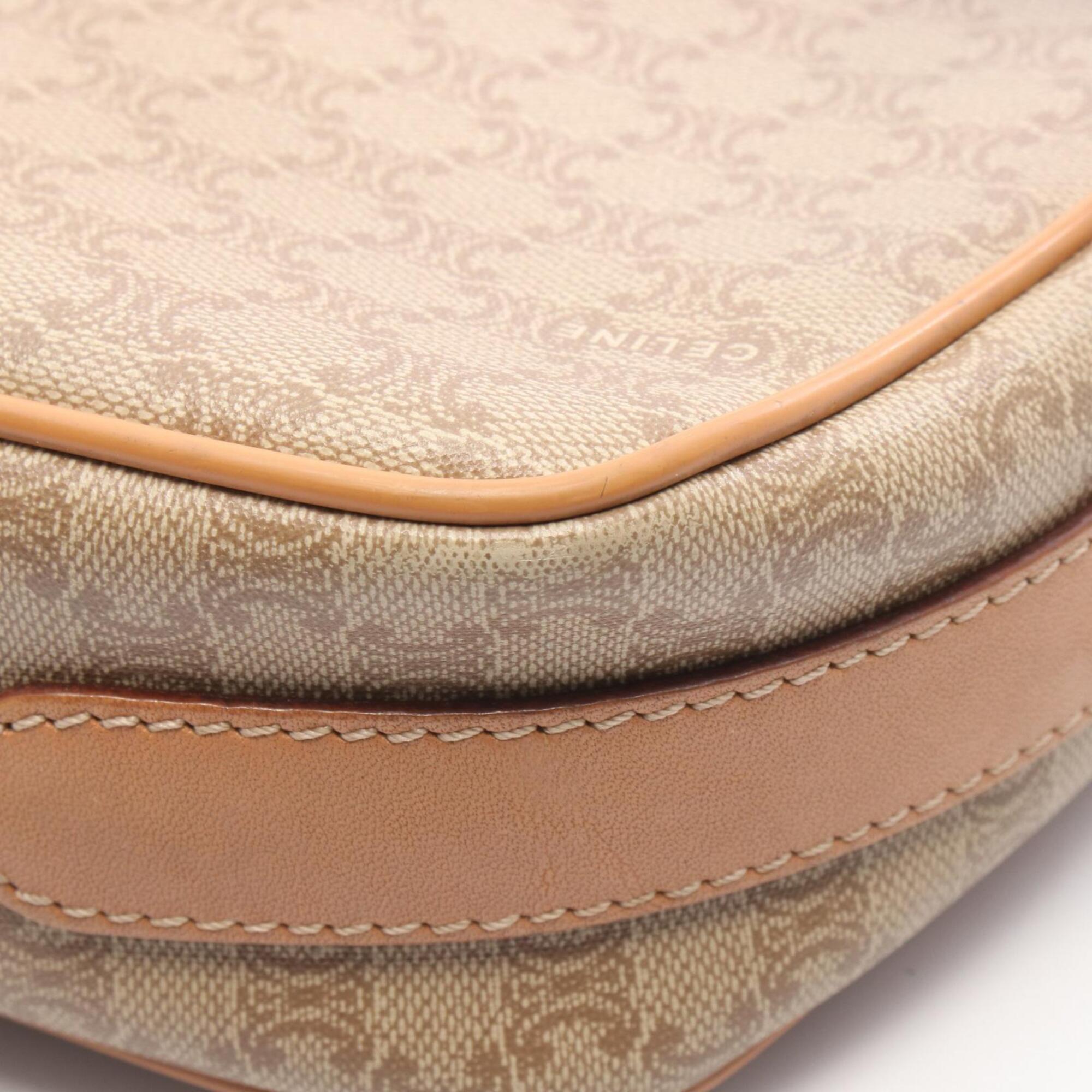Celine Beige Brown Coated Canvas Leather Handbag Shoulder Bag (Pre-Owned)