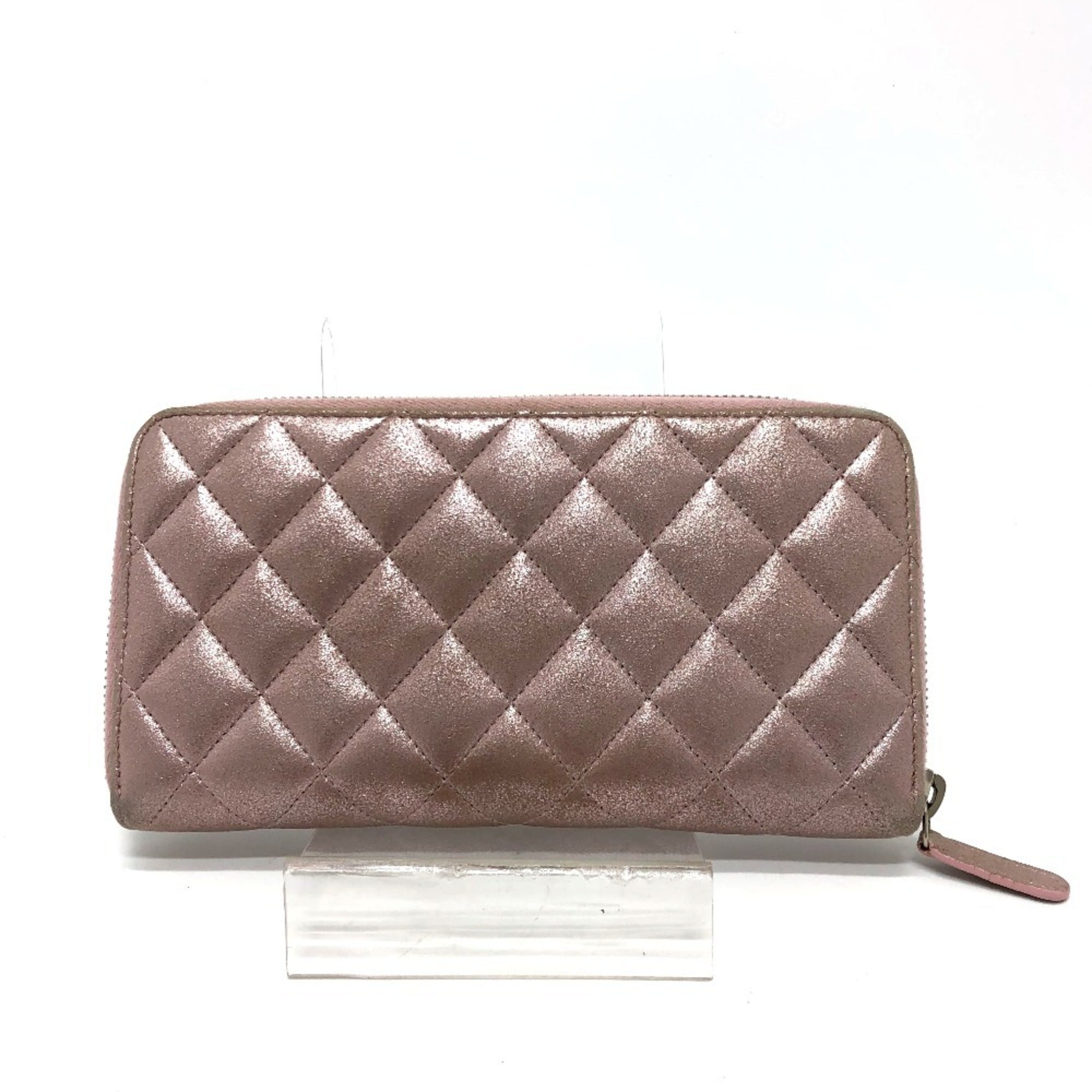 Chanel Pink Leather Long Wallet (Bi-Fold) (Pre-Owned)