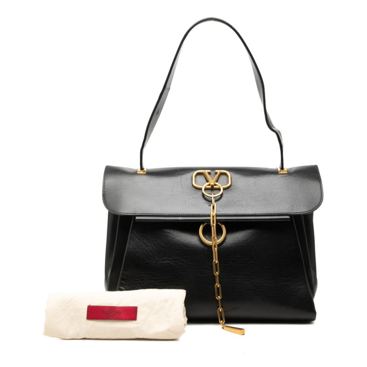 Valentino Black Leather Handbag Shoulder Bag (Pre-Owned)