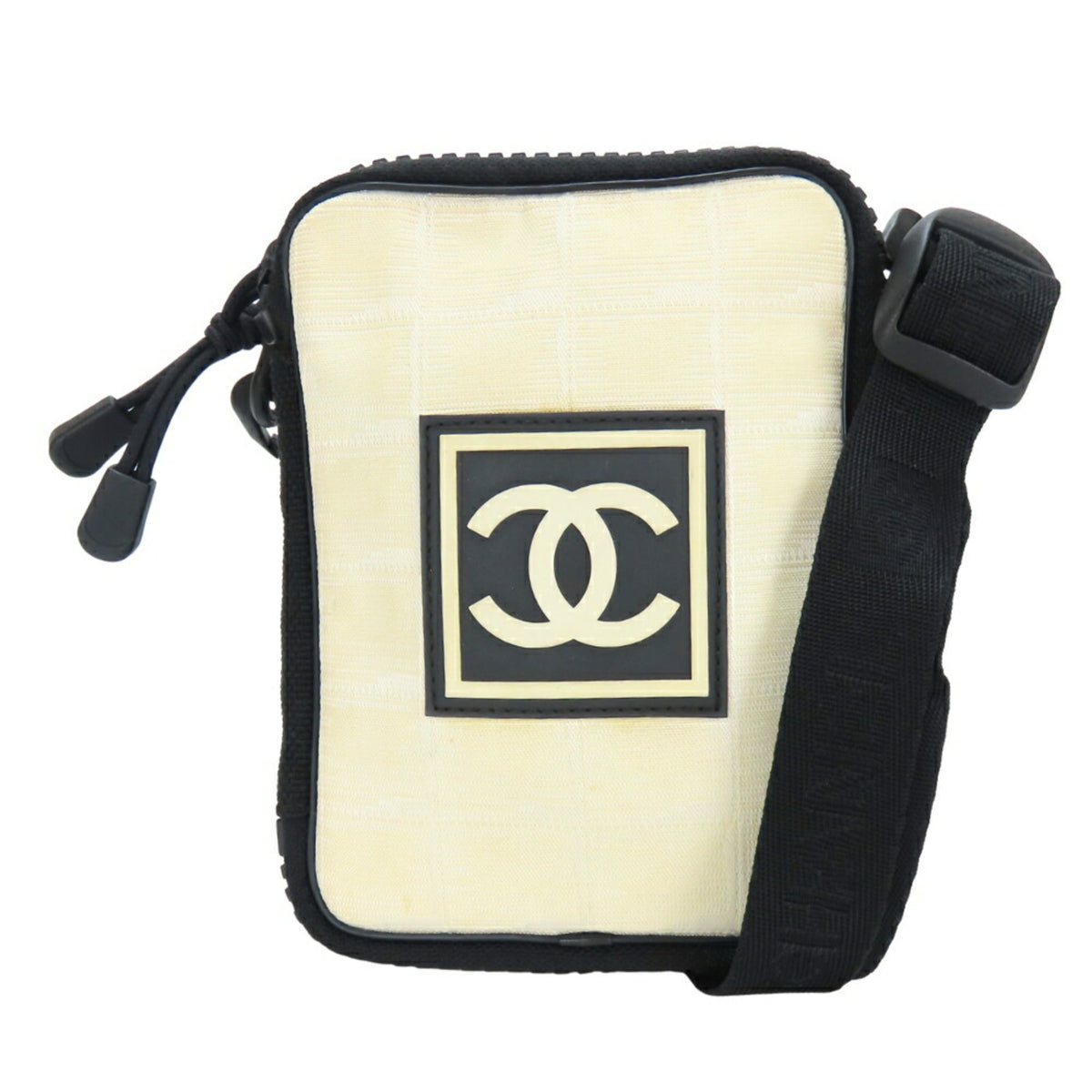 Chanel Black Ivory Jacquard Nylon Fanny Pack Pochette Shoulder Bag (Pre-Owned)