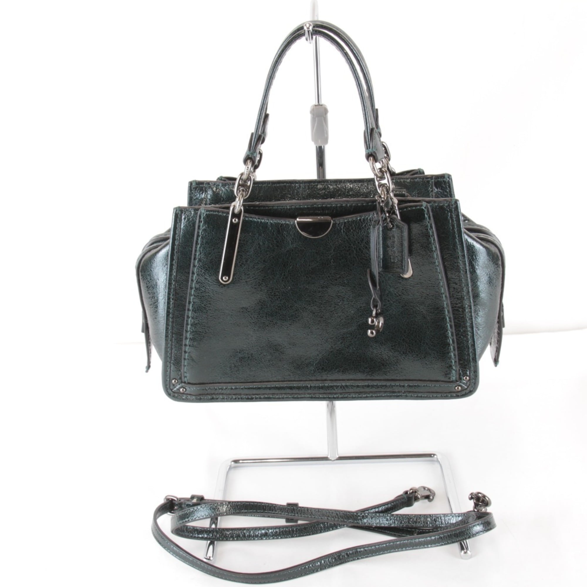 Coach Green Leather Handbag Shoulder Bag (Pre-Owned)