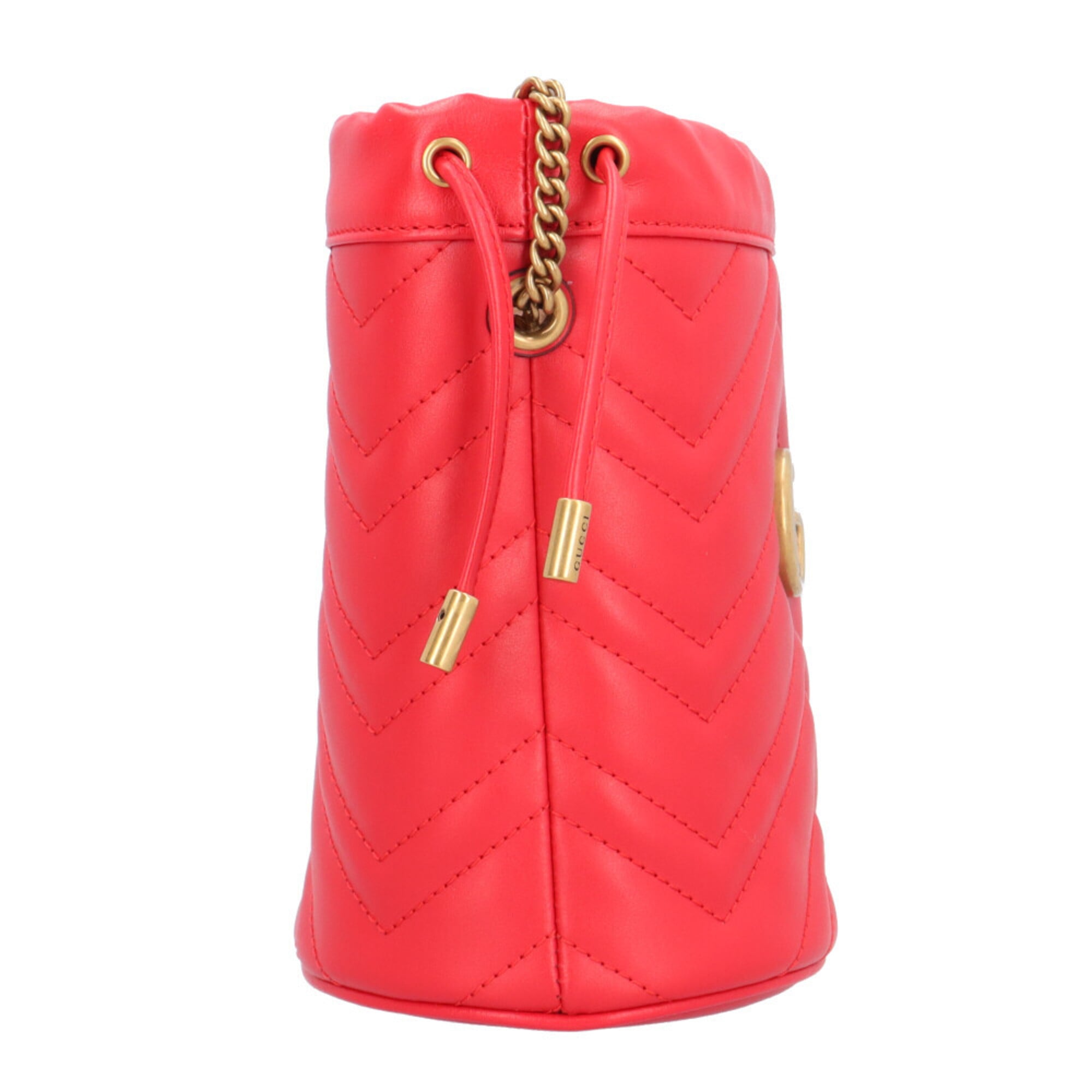 Gucci Gg Marmont Red Color Leather Shoulder Bag (Pre-Owned)