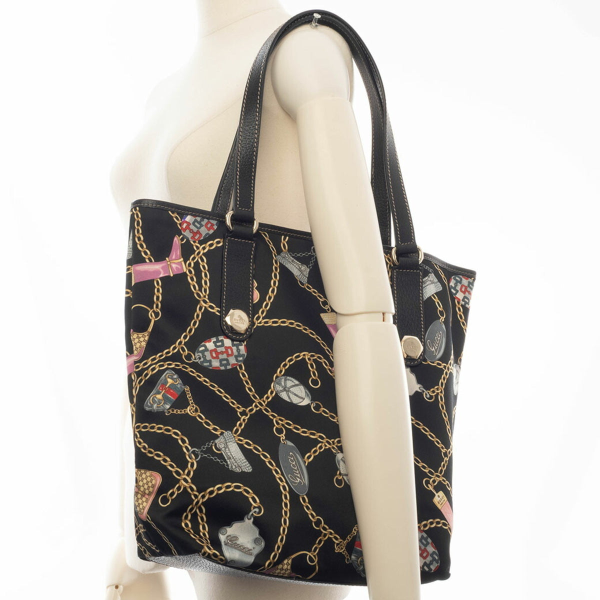 Gucci Multi-Color Satin Leather Tote Bag (Pre-Owned)