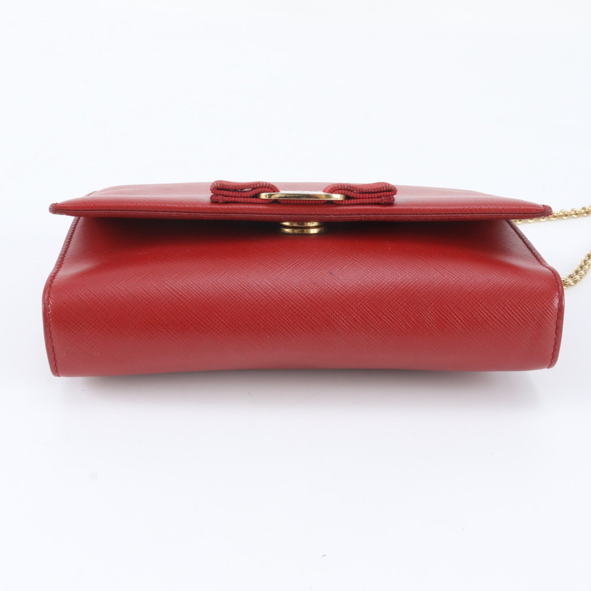 Salvatore Ferragamo Red Color Leather Shoulder Bag (Pre-Owned)