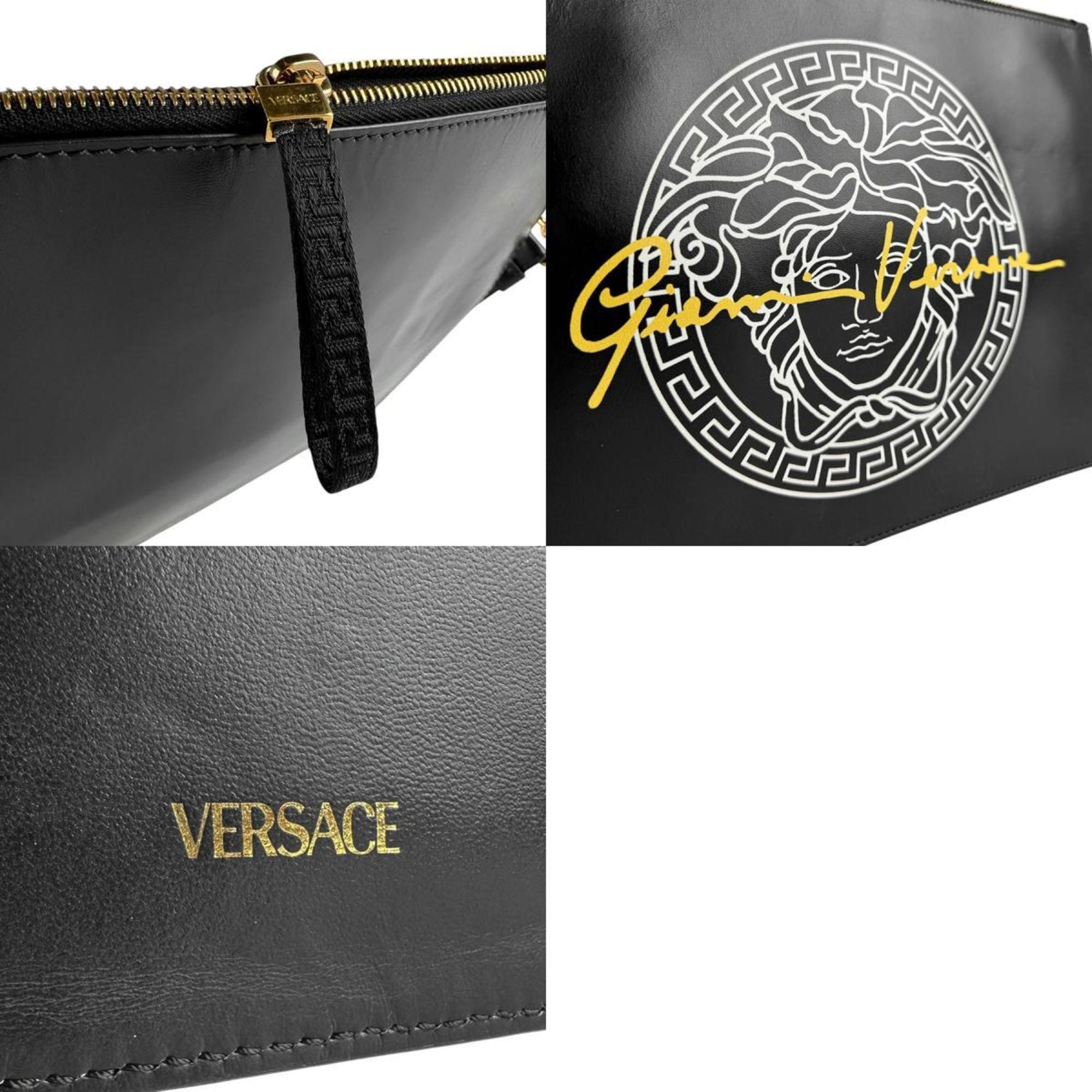 Versace Black Leather Clutch Bag (Pre-Owned)