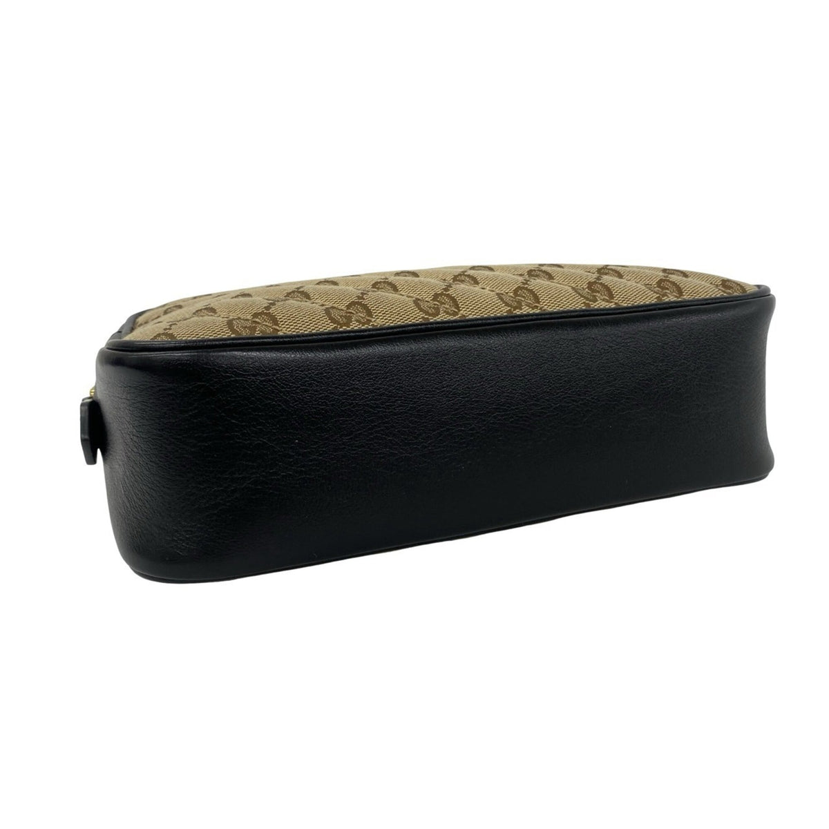 Gucci Black Brown Canvas Leather Pochette Shoulder Bag (Pre-Owned)