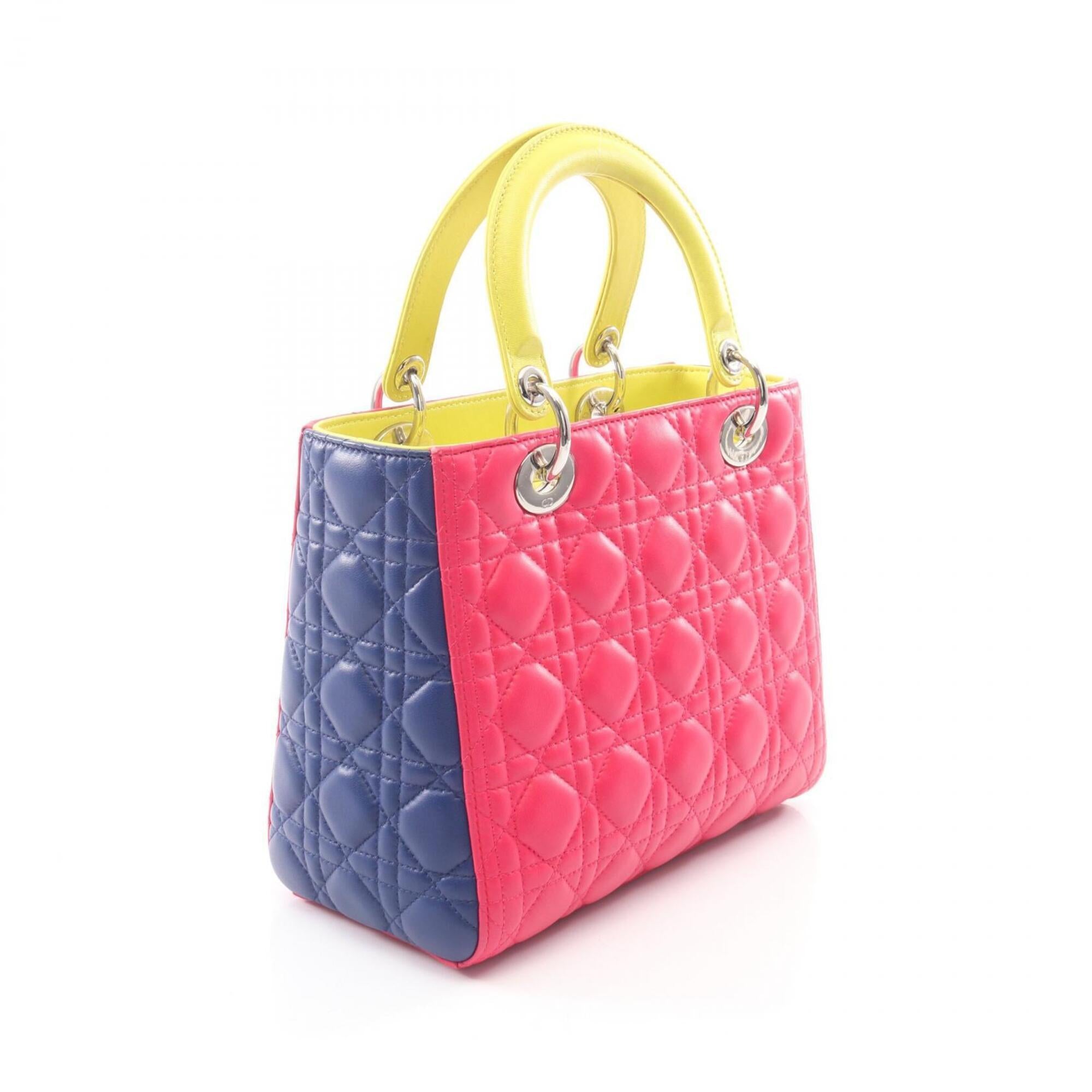 Christian Dior Blue Pink Yellow Leather Handbag (Pre-Owned)