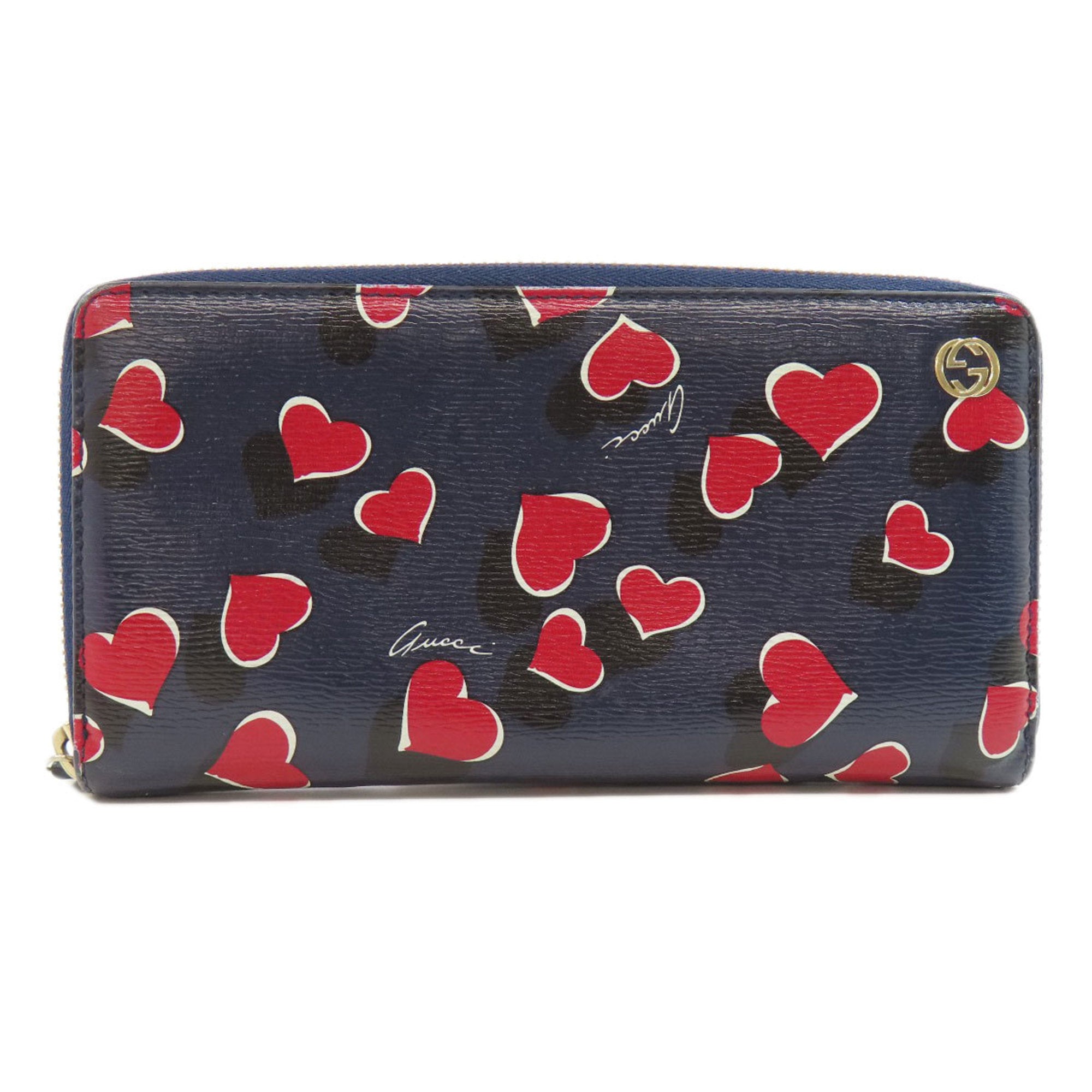 Gucci Navy Leather Long Wallet (Bi-Fold) (Pre-Owned)