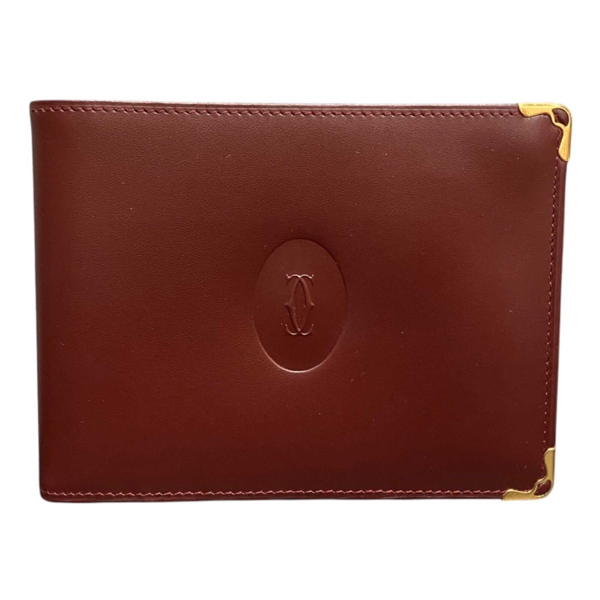 Cartier Bordeaux Leather Bill Wallet (Bi-Fold) (Pre-Owned)