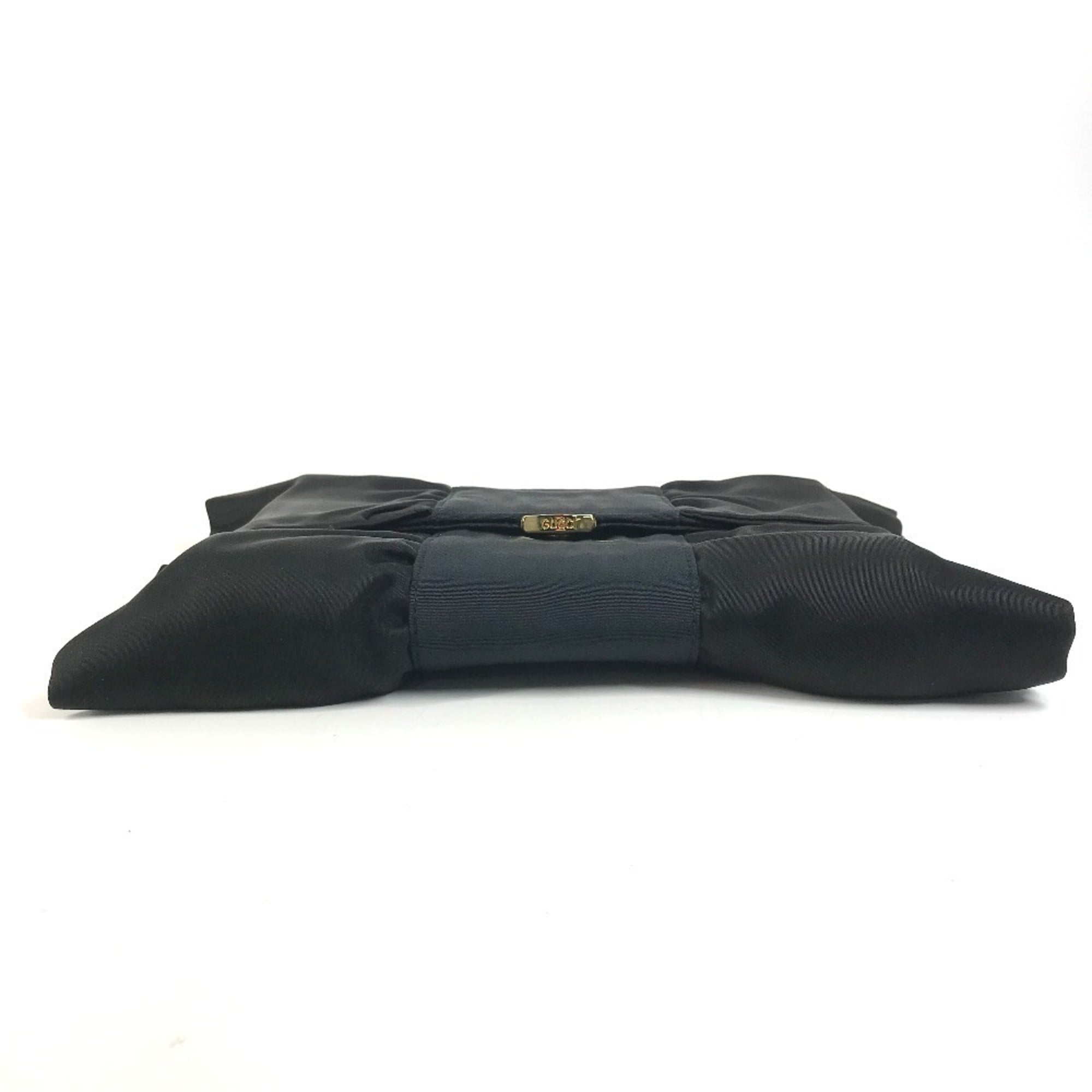 Gucci Black Satin Clutch Bag Handbag (Pre-Owned)