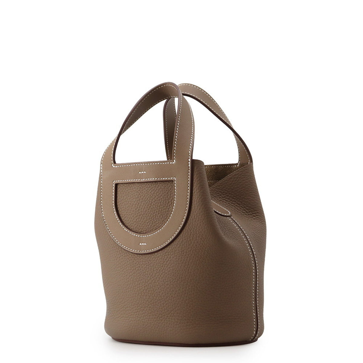 Hermes Etoupe Gray Taurillon Clemence Leather Swift Leather Tote Bag (Pre-Owned)