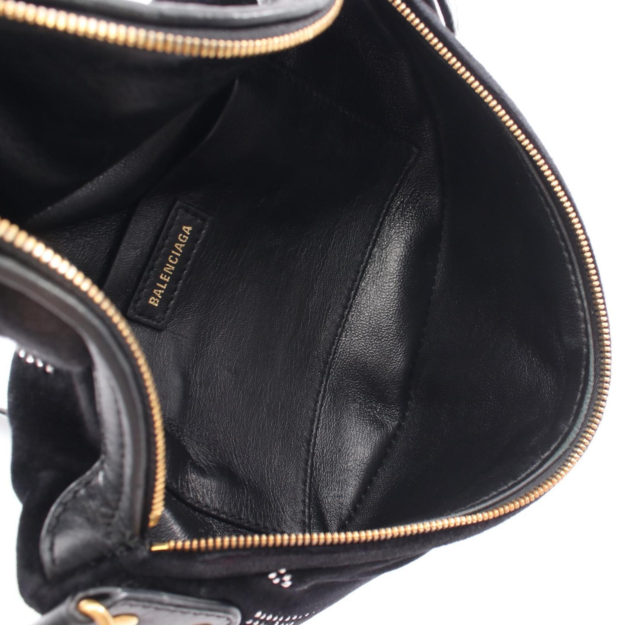 Balenciaga Black Leather Fabric Fanny Pack Handbag (Pre-Owned)
