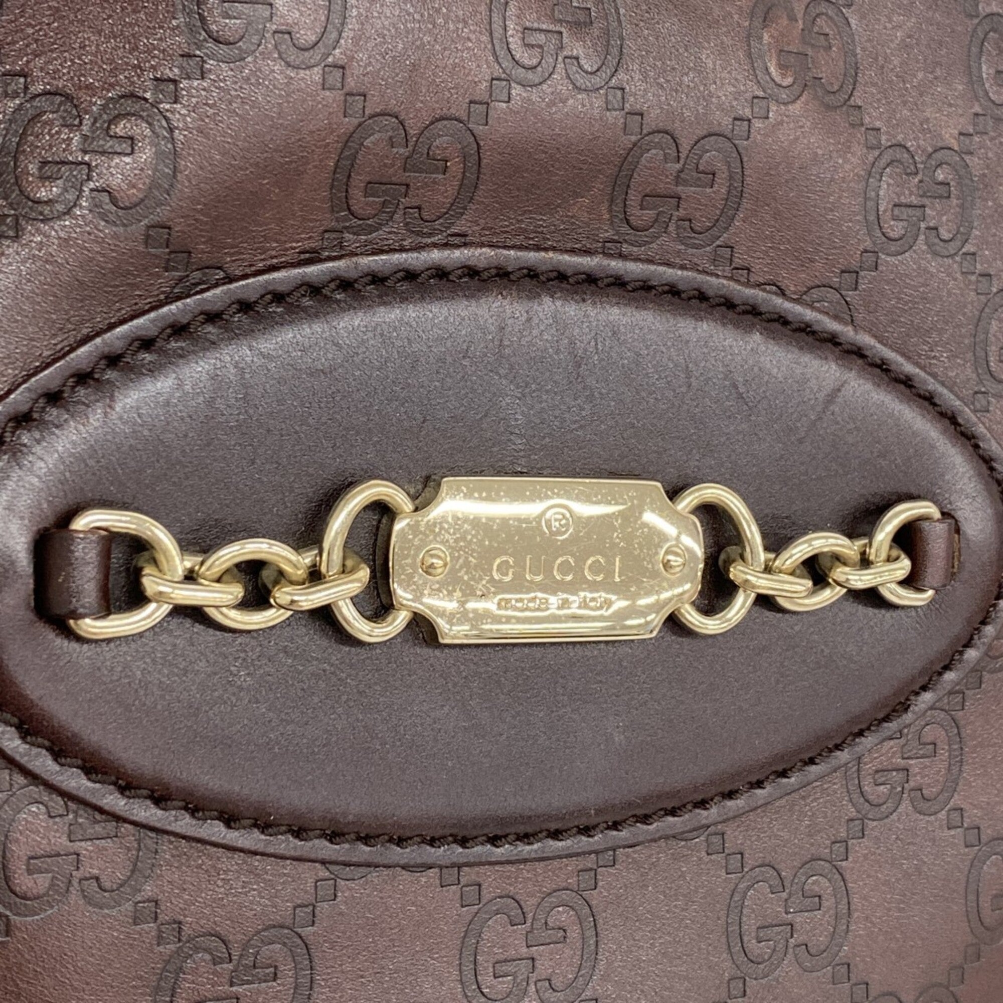 Gucci Dark Brown Leather Shoulder Bag (Pre-Owned)