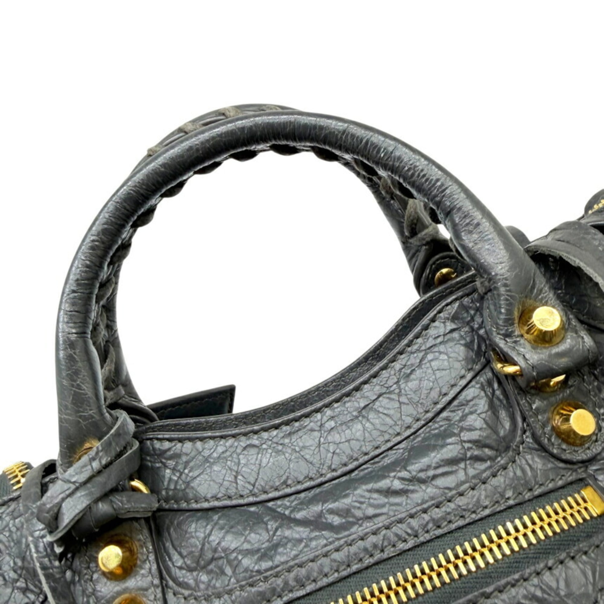Balenciaga Gray Leather Handbag Shoulder Bag (Pre-Owned)