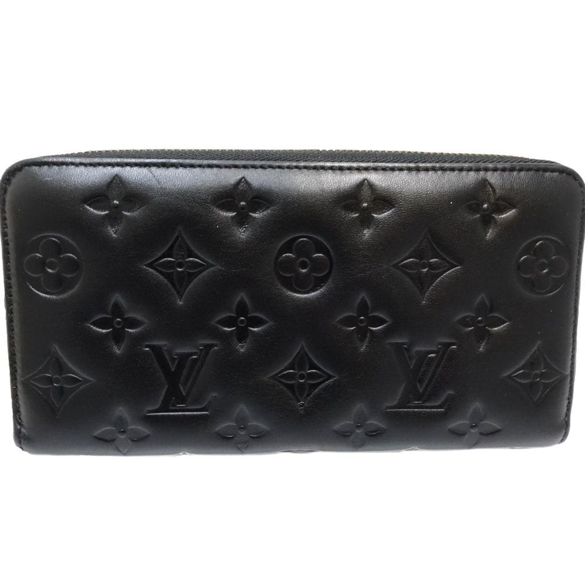 Louis Vuitton Noir Leather Long Wallet (Bi-Fold) (Pre-Owned)