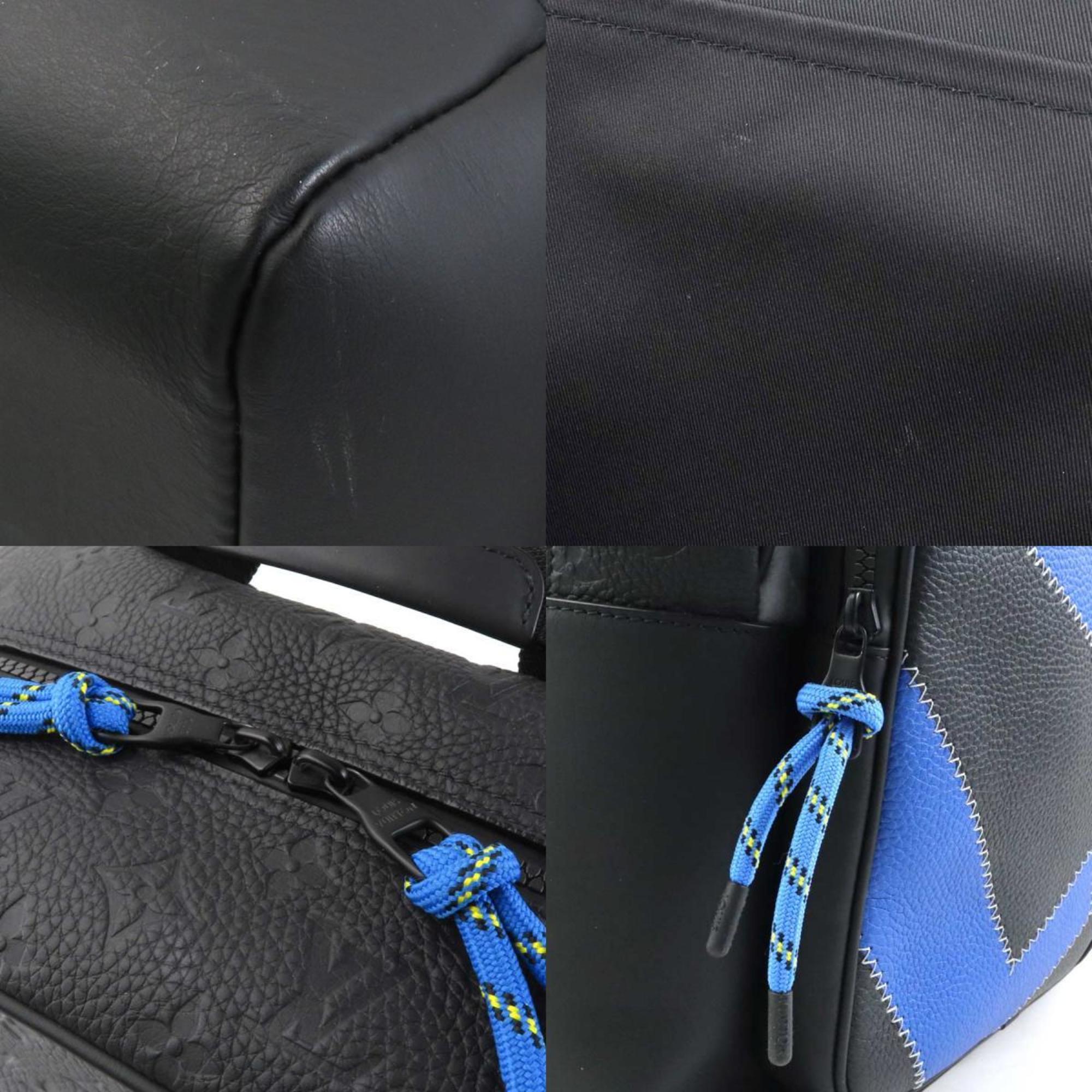 Louis Vuitton Black Blue Leather Backpack (Pre-Owned)