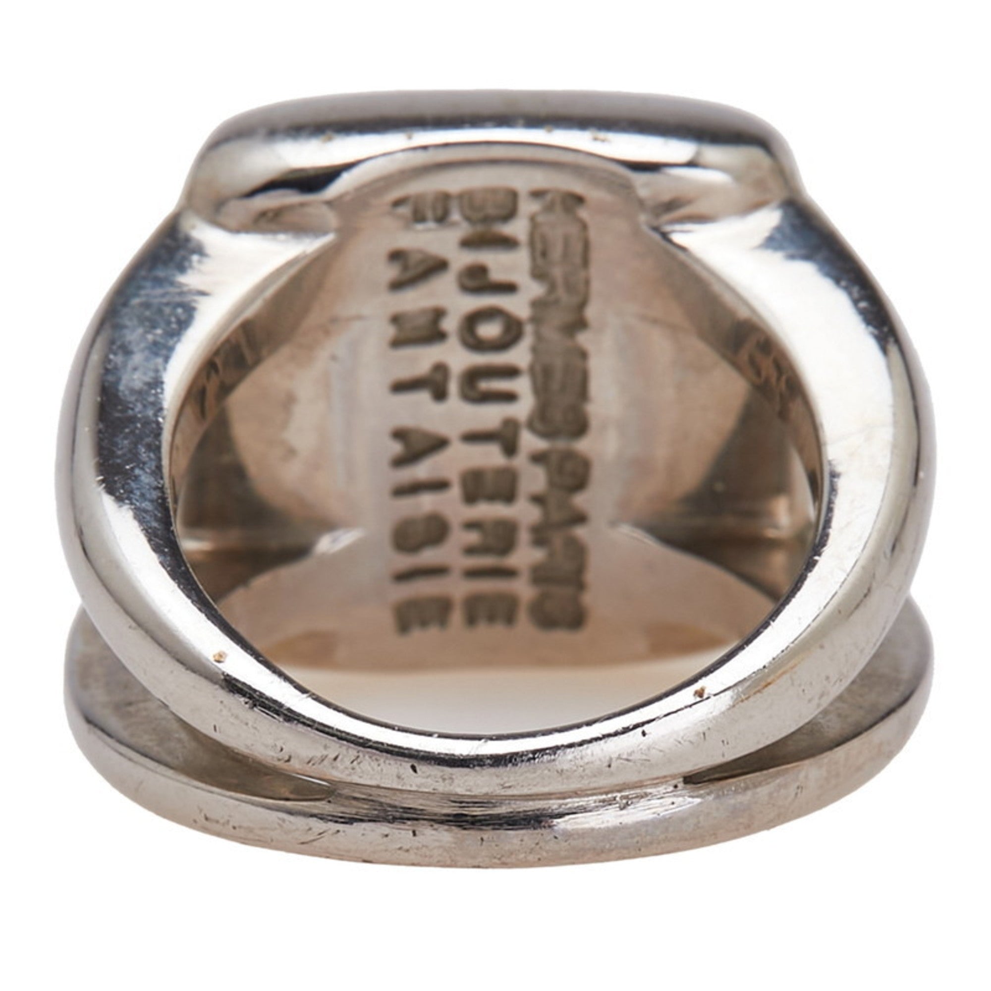 Hermes Sellier Silver Metal Band Ring (Pre-Owned)