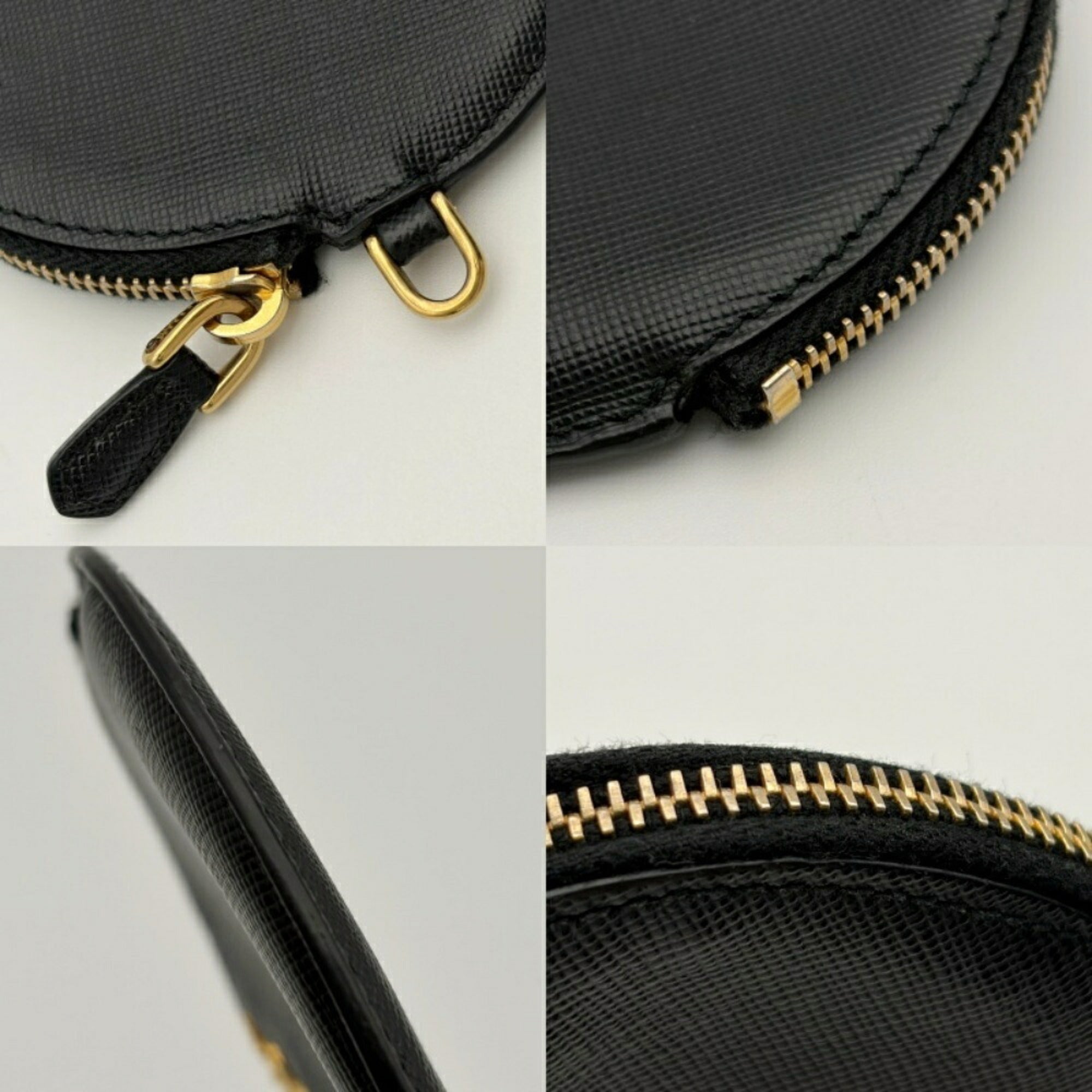 Prada Saffiano Black Nappa Leather Saffiano Coin Purse/Coin Case (Pre-Owned)